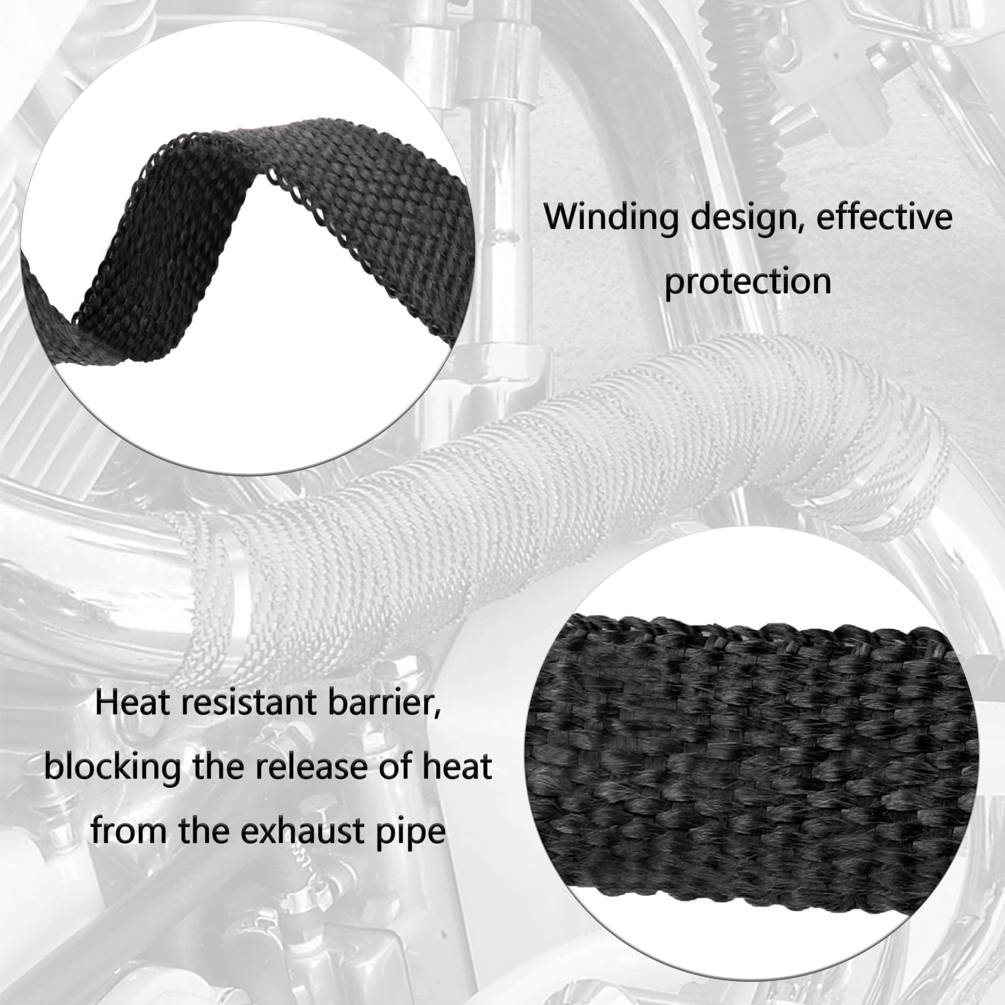 5M Bande Thermique Echappement avec 10 Fermetures à Glissière en Inox,Fibre de Verre Bande Thermique pour Tuyaux D'échappement,Universel Scotch Thermique Accessoire Voiture
