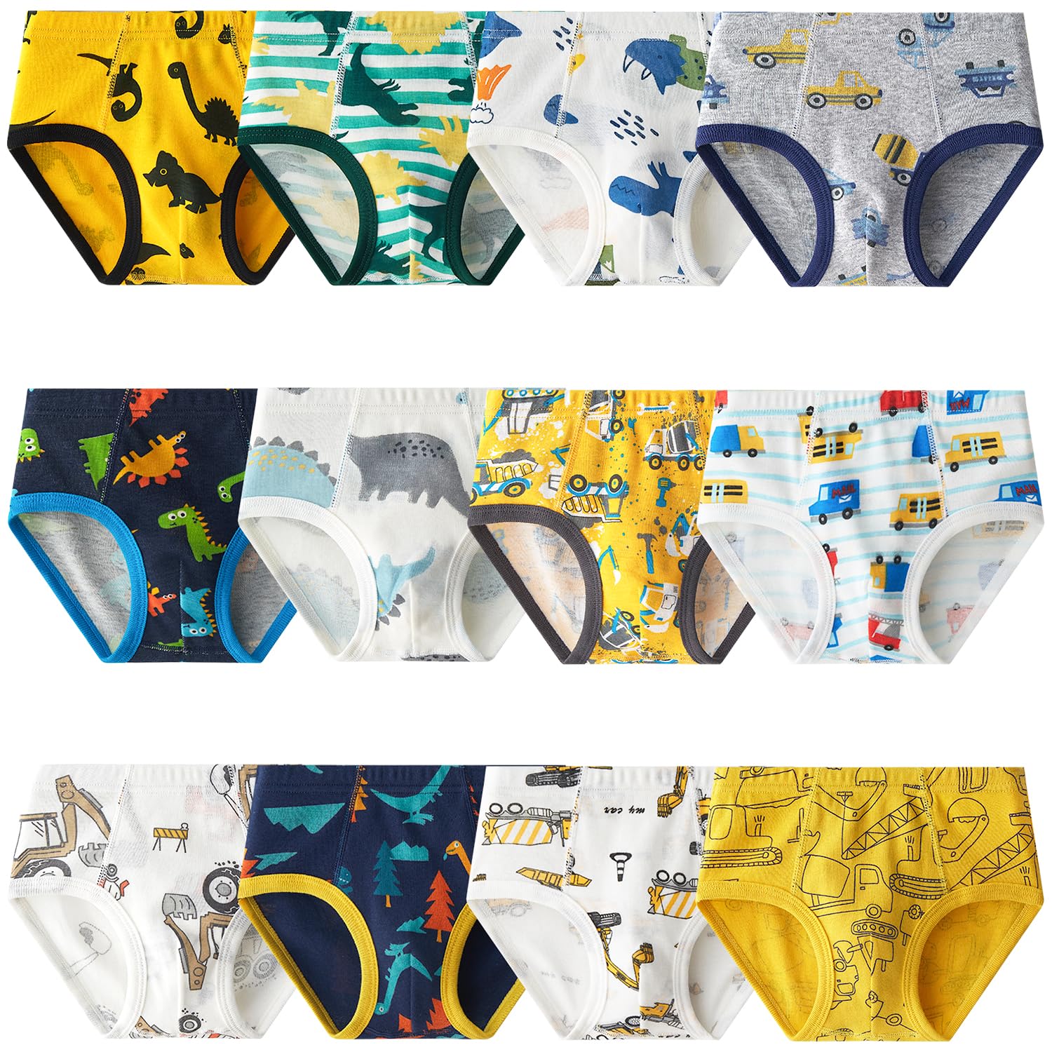 Adorel Jungen Unterhosen Slips Baumwolle Dino Unterwäsche 12er-Pack