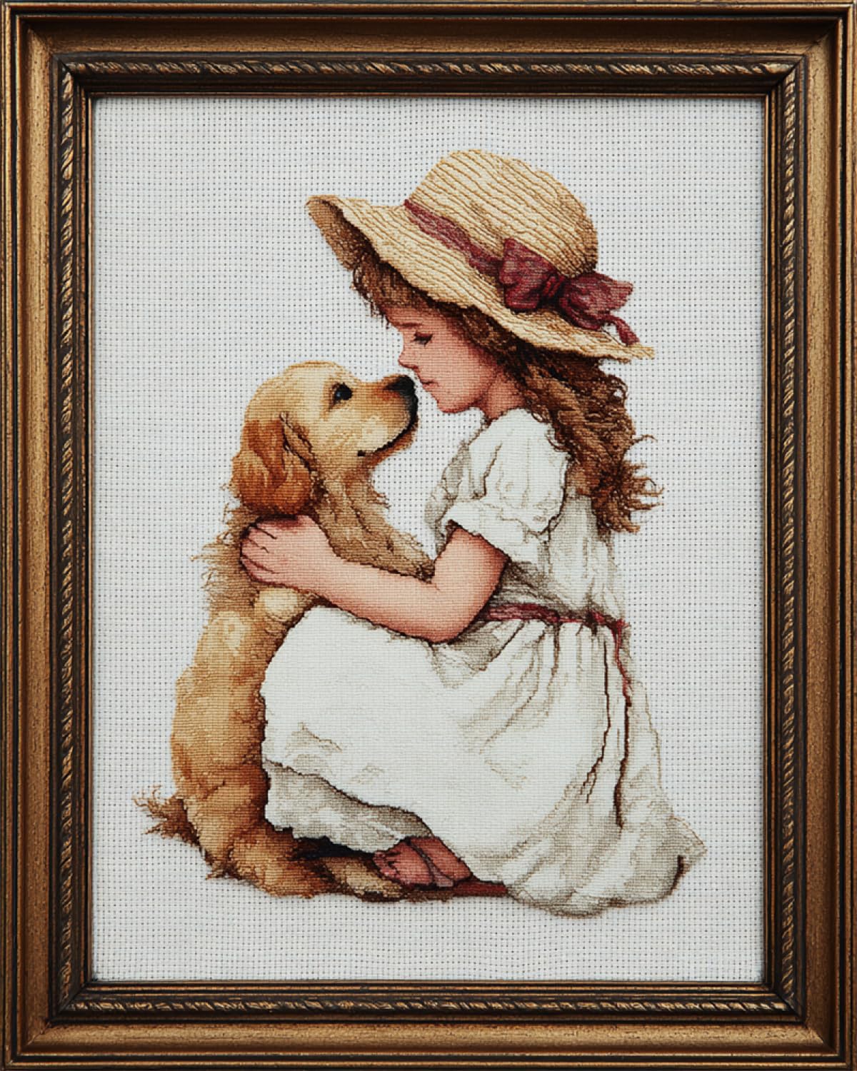 LFYNIORS DIY Perlenstickerei Set Cartoon-Mädchen Und Hund Nadelstich-Set Mit Perlen Und Kreuzstich-Set Mit Buntem Stickgarn Und Perlen 40x50cm