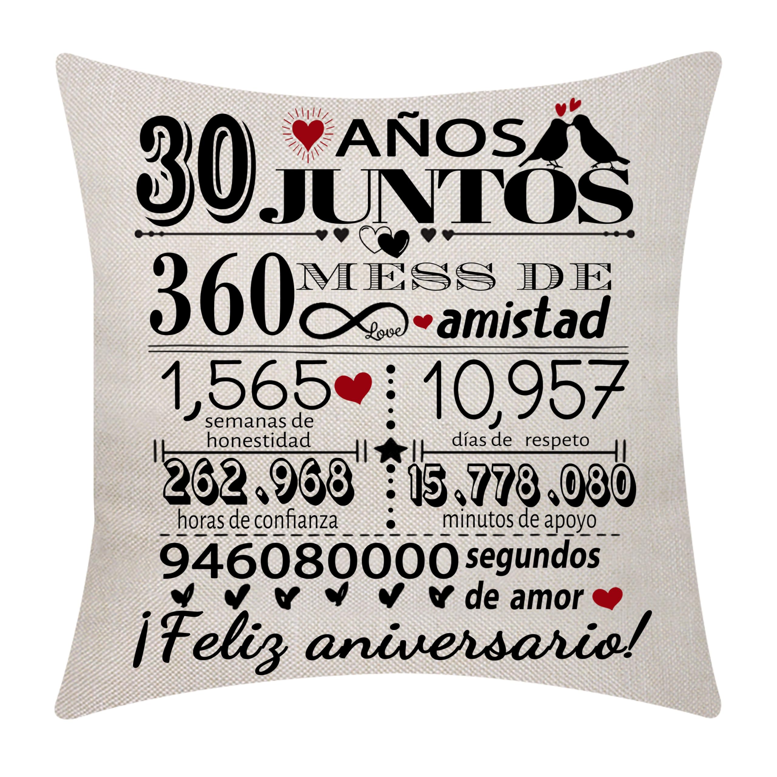 30 Aniversario de Boda Funda de Cojín 18x18 Pulgadas 30 Años de Matrimonio Regalo de Bodas Decoración para Parejas Padres Mujeres Hombres Marido Esposa Mamá Papá Amigos (30)