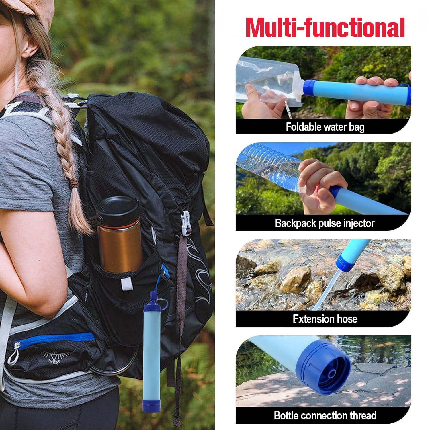 Gemmac Kit de Survie Complète, 218 en 1 Multifonctionnel Trousse de Secours avoir Boussole Filtre Eau Sifflet Survie Pierre a Feu Couverture Torche LED Survival Kit Randonnée Peche Camping Accessoires