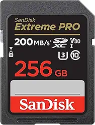 SanDisk Cartão de memória 256GB Extreme PRO SDXC UHS-I - C10, U3, V30, 4K UHD, cartão SD - SDSDXXD-256G-GN4IN, cinza escuro/preto