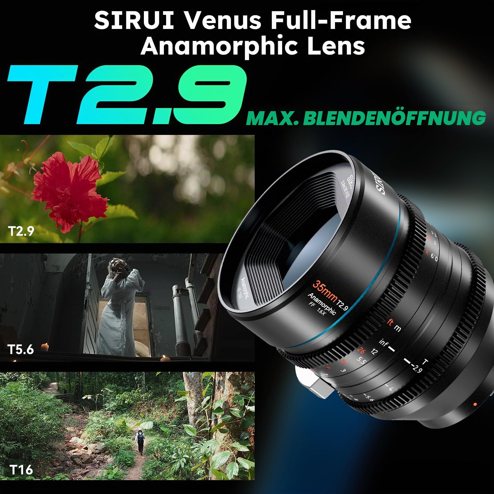Sirui Venus 35mm T2.9 1.6X Vollformat Anamorphot Cine-Objektiv für Sony E-Mount Kameras – Bild 2