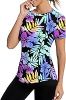 Avoogue Women's UPF50+ Quick Dry Short Sleeve Workout Tops - Sun Protection Shirts for Hiking, Running, Yoga & Gym