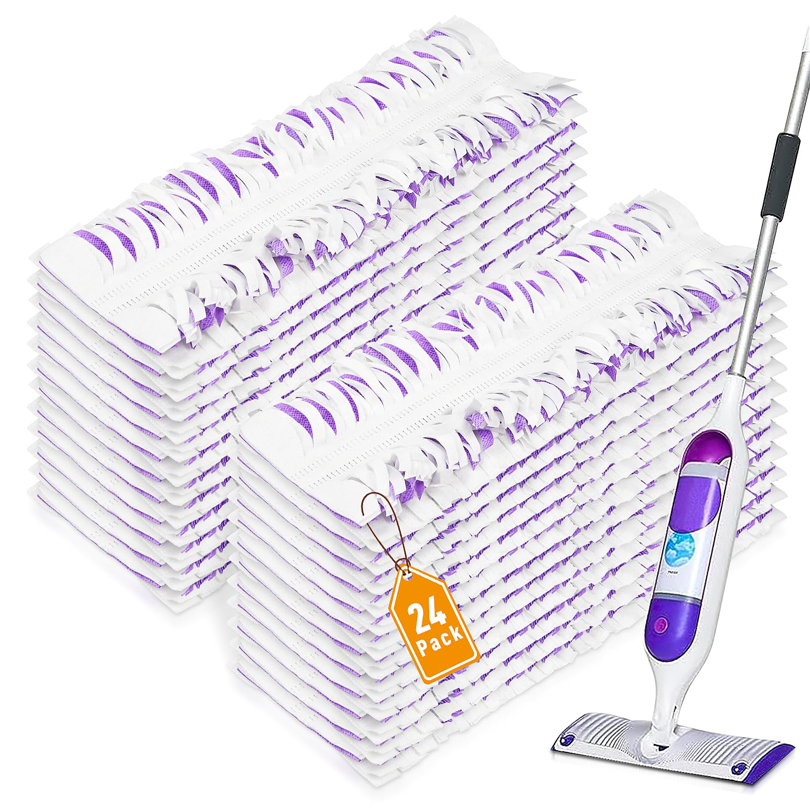 24 Pack Disposable Mop Pads for Swiffer PowerMop Multi-Surface Mop, Washable & Reusable Floor Cleaning Replacement Mopping Pads Refills