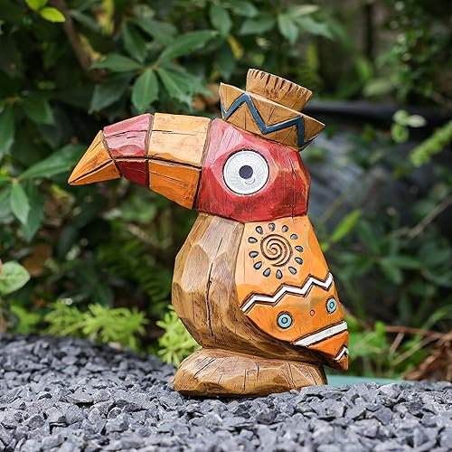 Miniatura 9 de Estatua solar Tiki - pájaro carpintero pájaro pájaro jardín hawaiano  Luz solar para exteriores, esculturas y estatuas de jardín, barra de tótem,