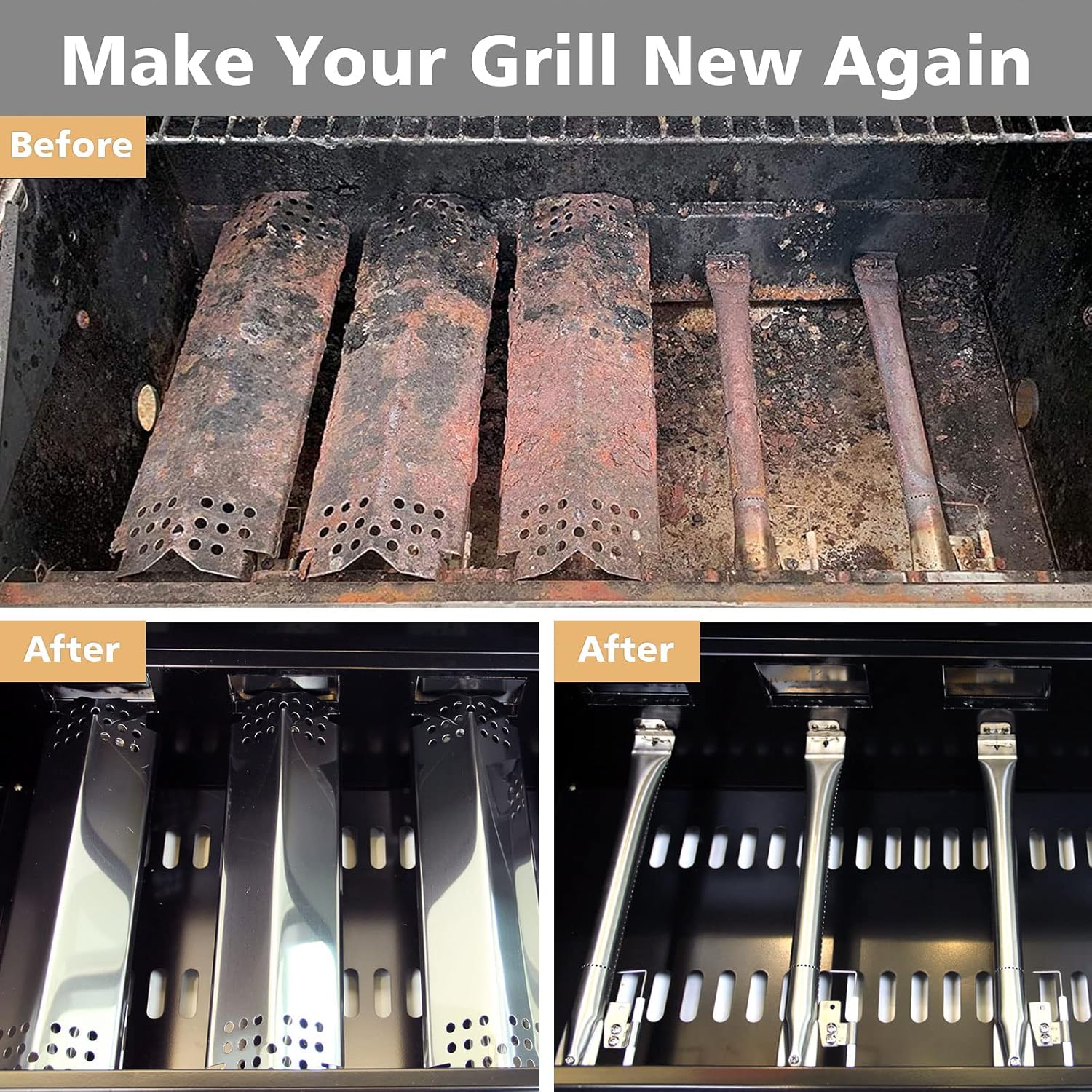 Grill Replacement Parts for Nexgrill 6 Burner 720-0898, 720-0898A, Stainless Steel Grill Flame Tamers & Igniters & Burners Replacement for Nexgrill