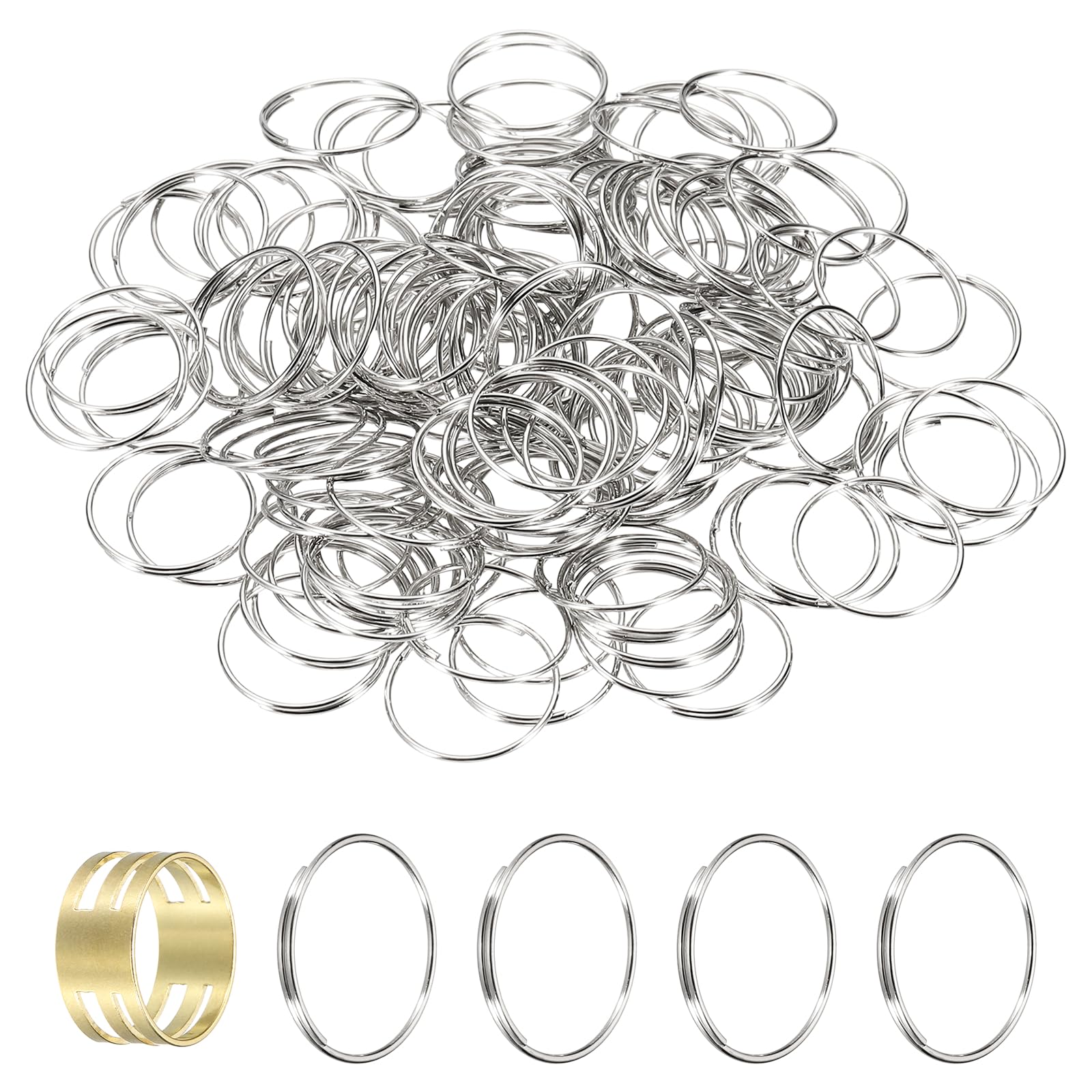 sourcing map 150pcs Mini Split Rings, 16mm 304 Stainless Steel Jump Ring Small Round Ring Clips Crystals Suncatcher for Fastening Chandelier Crystal Lamp Accessories, Silver