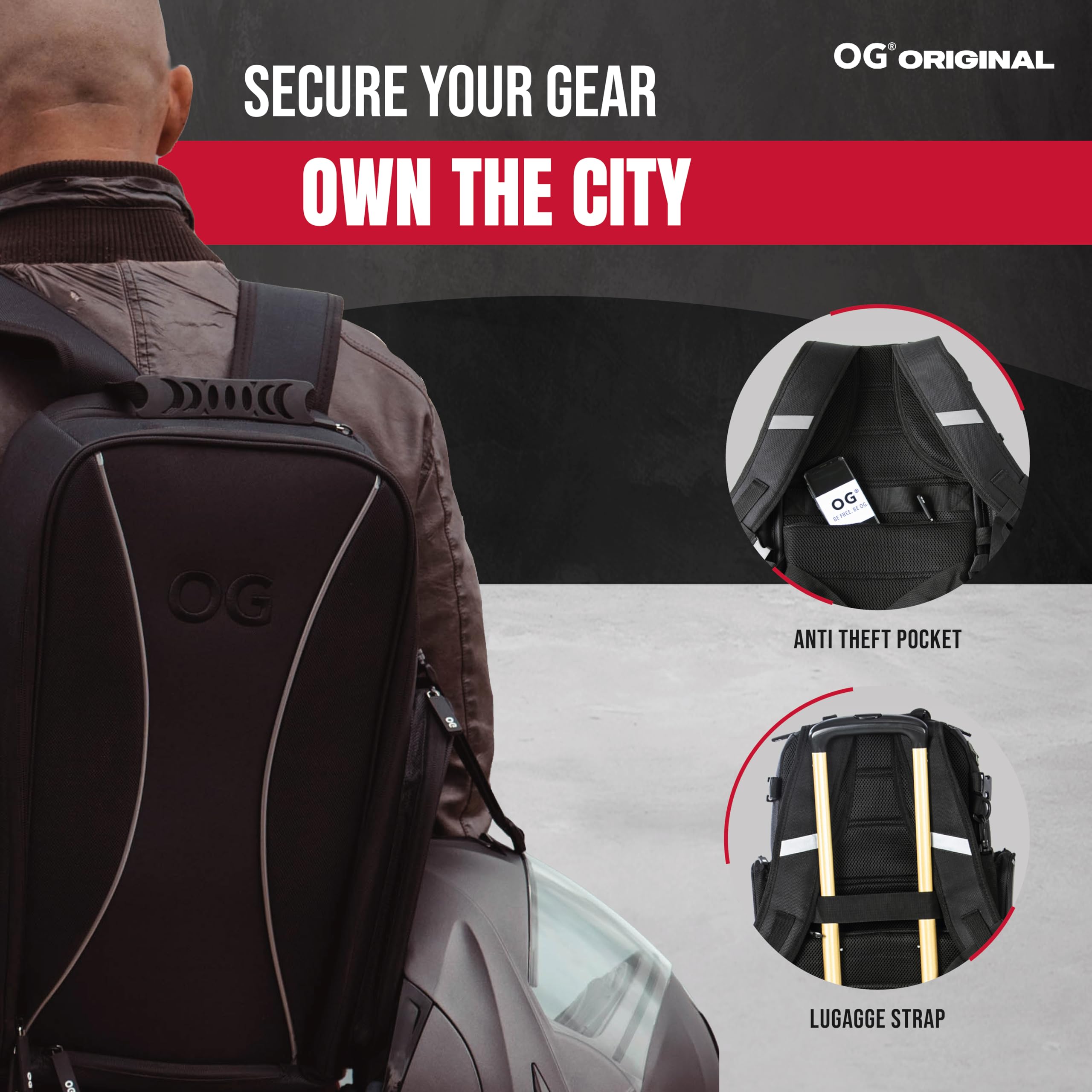 OG Original Czarny Wodoodporny Plecak Motocyklowy GO, 20L, Pasek na Kask Motocyklowy, Torba na Kask, Torba Rowerowa, M?ski, Laptop, Odblaskowy