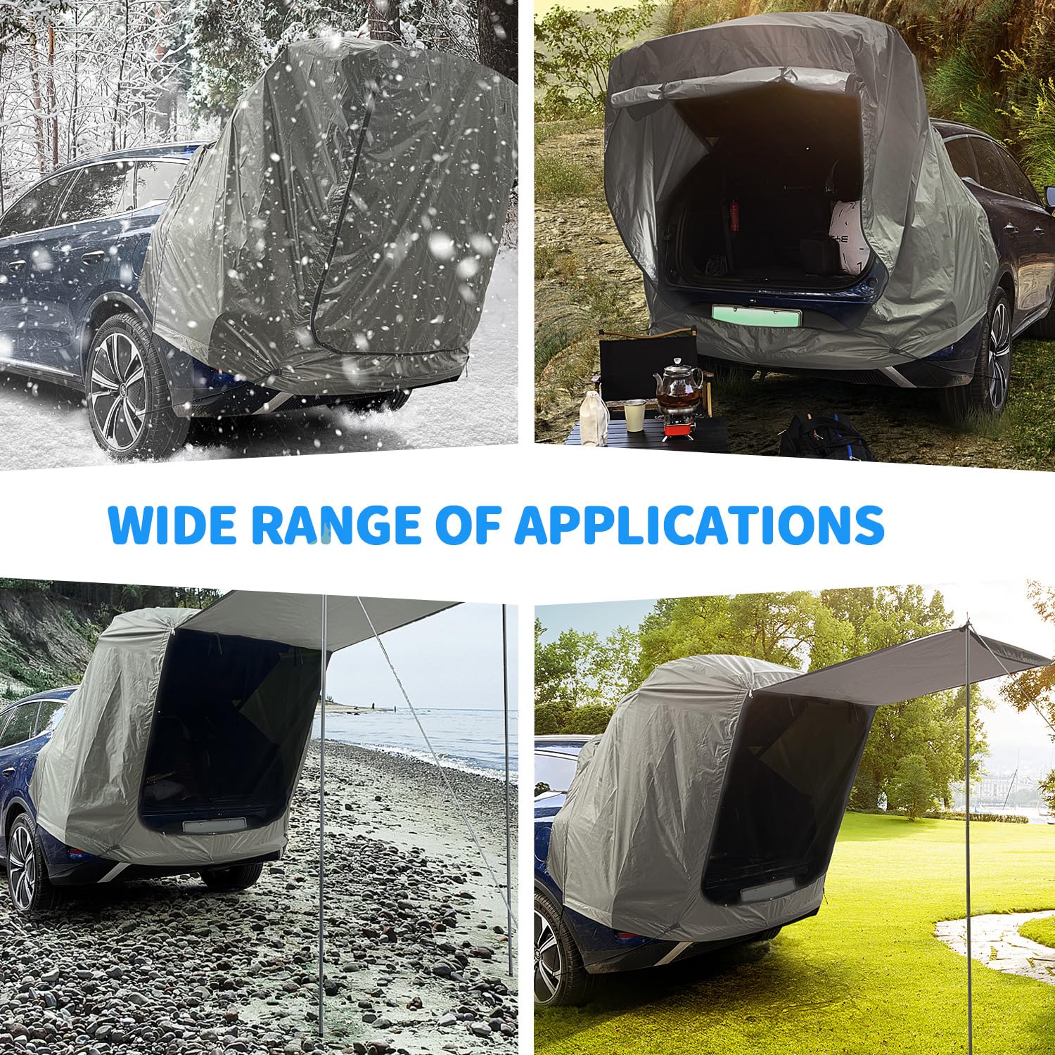 Tienda de Campaña para Coche, Carpa para Portón Trasero con Mosquitera, a Prueba de Viento, Protector Impermeable AutomóVil para SUV, Toldo para Auto para Acampar y Aventuras al Aire Libre, Caqui