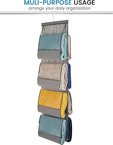 Miniatura 4 de Zober Organizador colgante para armario organizador de bolsos transparente para bolsos bolsos etc 8 bolsillos de vinilo transparente de fácil acceso