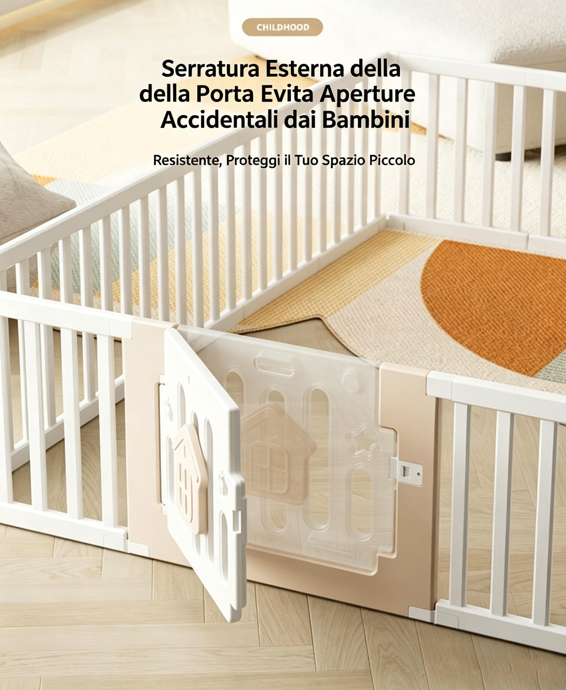Grande Recinto per Bambini Pieghevole con Ripostiglio, Box di Sicurezza per Interno ed Esterno, Centro Attività per Bambini da 0 a 5 Anni，1820