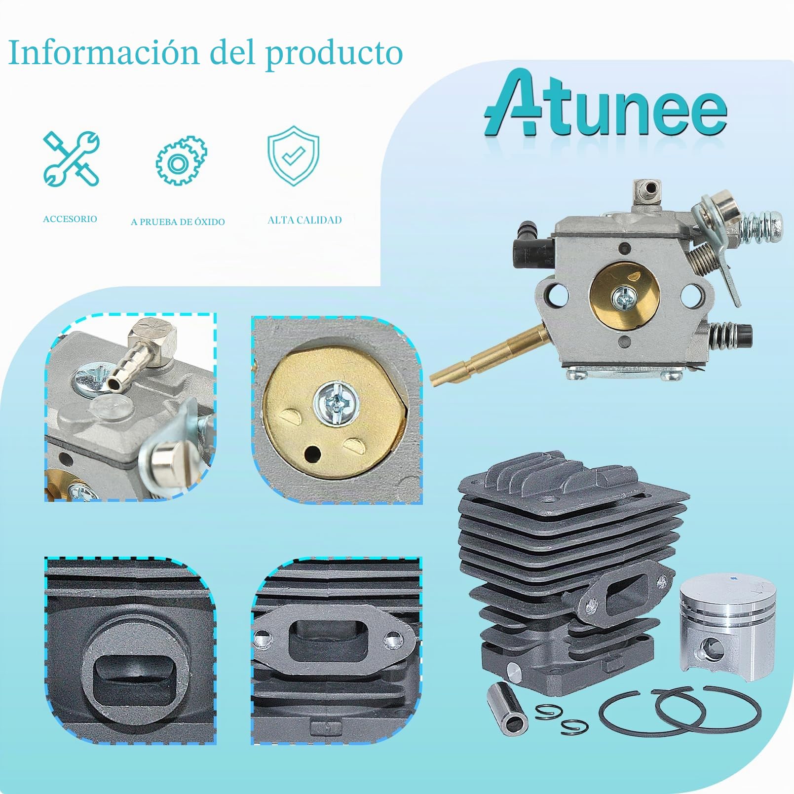 38mm Pistón de Cilindro para Stihl FS160 FS180 FS220 FS280 FS290 con Tambor de Embrague de Carburador pieza de Repuesto 4119 020 1204