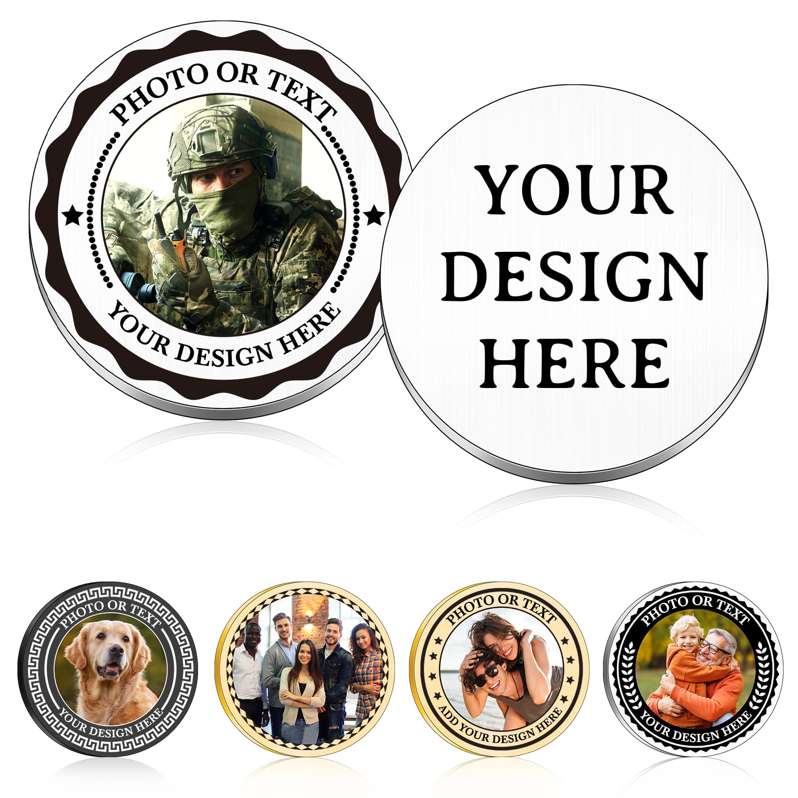 Personalized Custom Challenge Coin with Photo Text, Custom Coins Gifts for Women Men, Commemorative Coins Bulk Memorial Gifts, Anniversary Gifts for