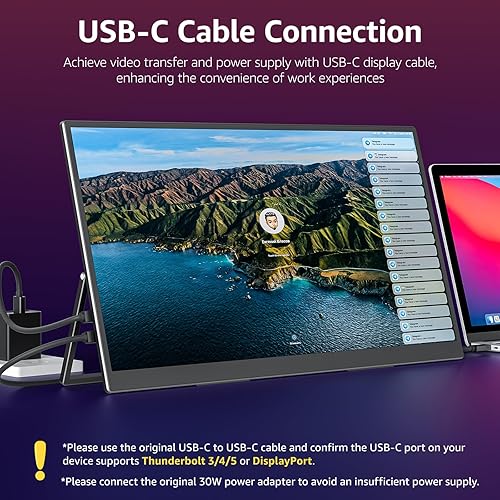 Miniatura 2 de VisionOwl Monitor portátil grande de 18.5 pulgadas, pantalla de juegos de computadora 100Hz 120% sRGB FHD 1080P USB-C HDMI IPS pantalla para