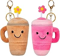 FEXIA Cute Kawaii Plush Keychain Coin Purses - Handmade Chapstick Holder Zipper Pouch Bag Charms for Keys & Bags