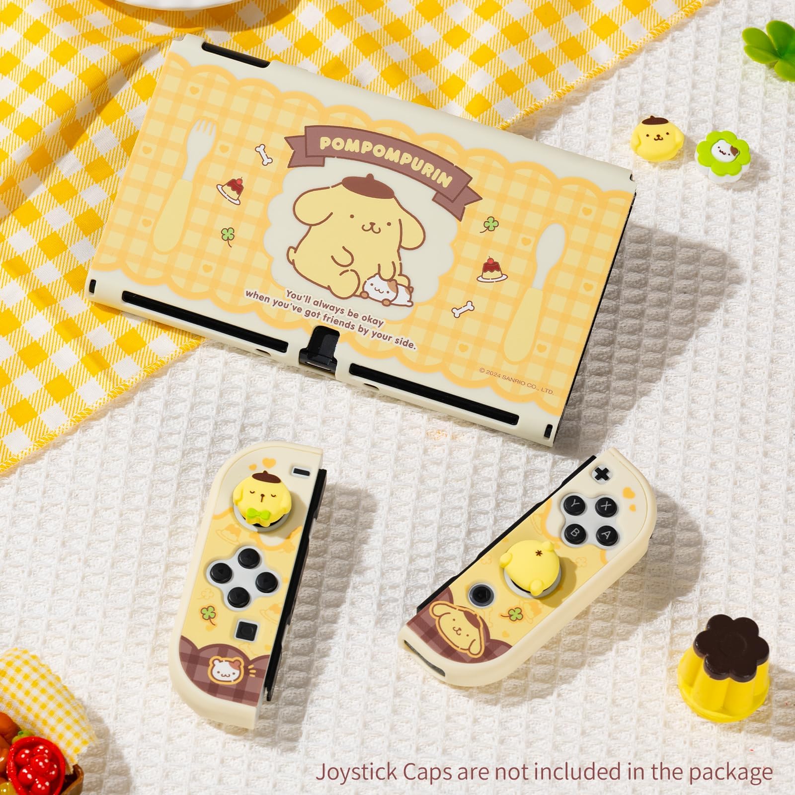 Kuitmor Schutzhülle für Switch OLED, Schlanke Hülle mit Kratzfestem und Stoßdämpfendem Design, Rutschfeste Griffhülle, Weiche Anti-Kratz Skin Kompatibel mit Switch OLED (Gelbe Pompompurin)