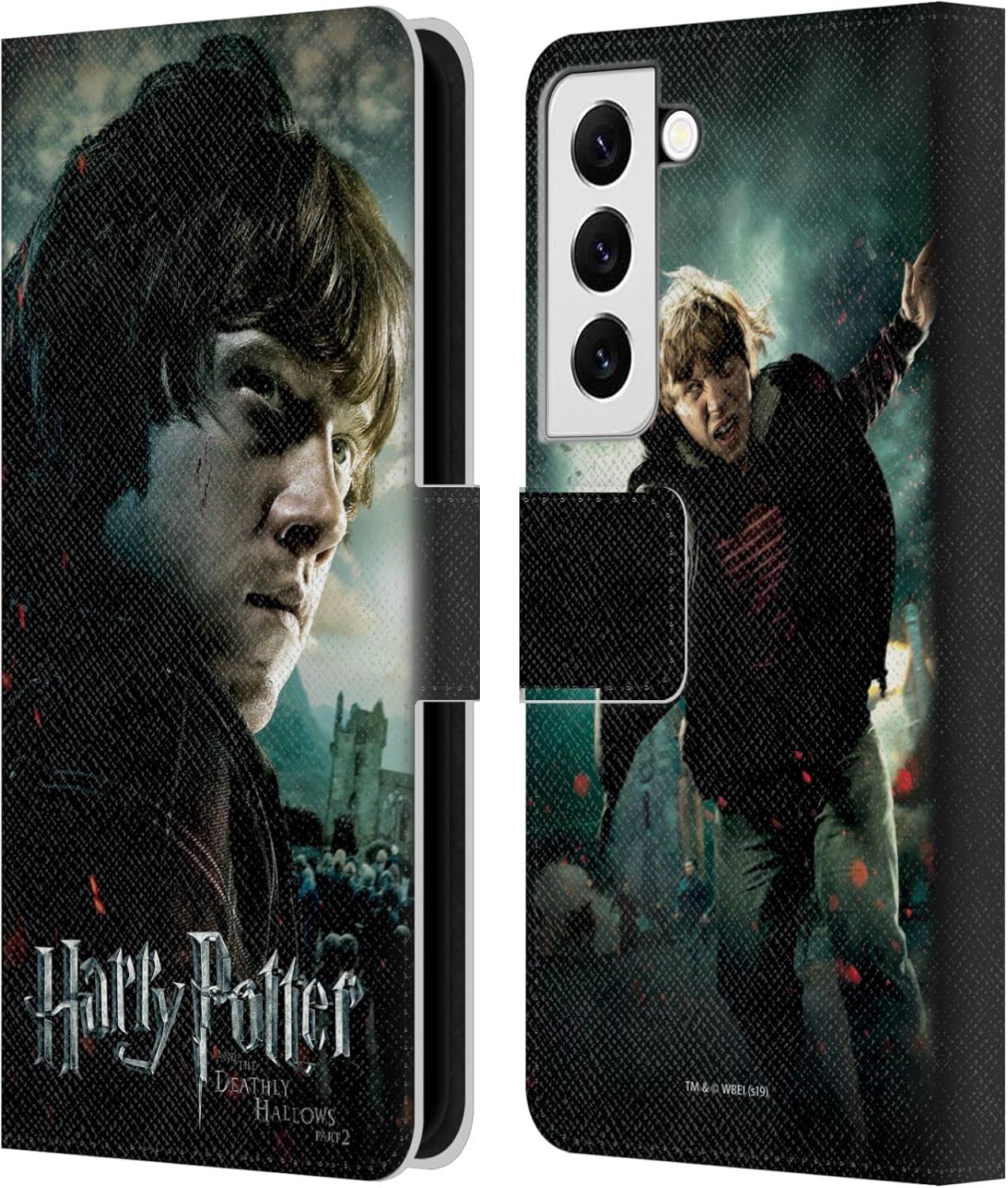 Head Case Designs Officially Licensed Harry Potter Ron Weasley Deathly Hallows VIII Leather Wallet Case Compatible with Samsung Galaxy S22 5G