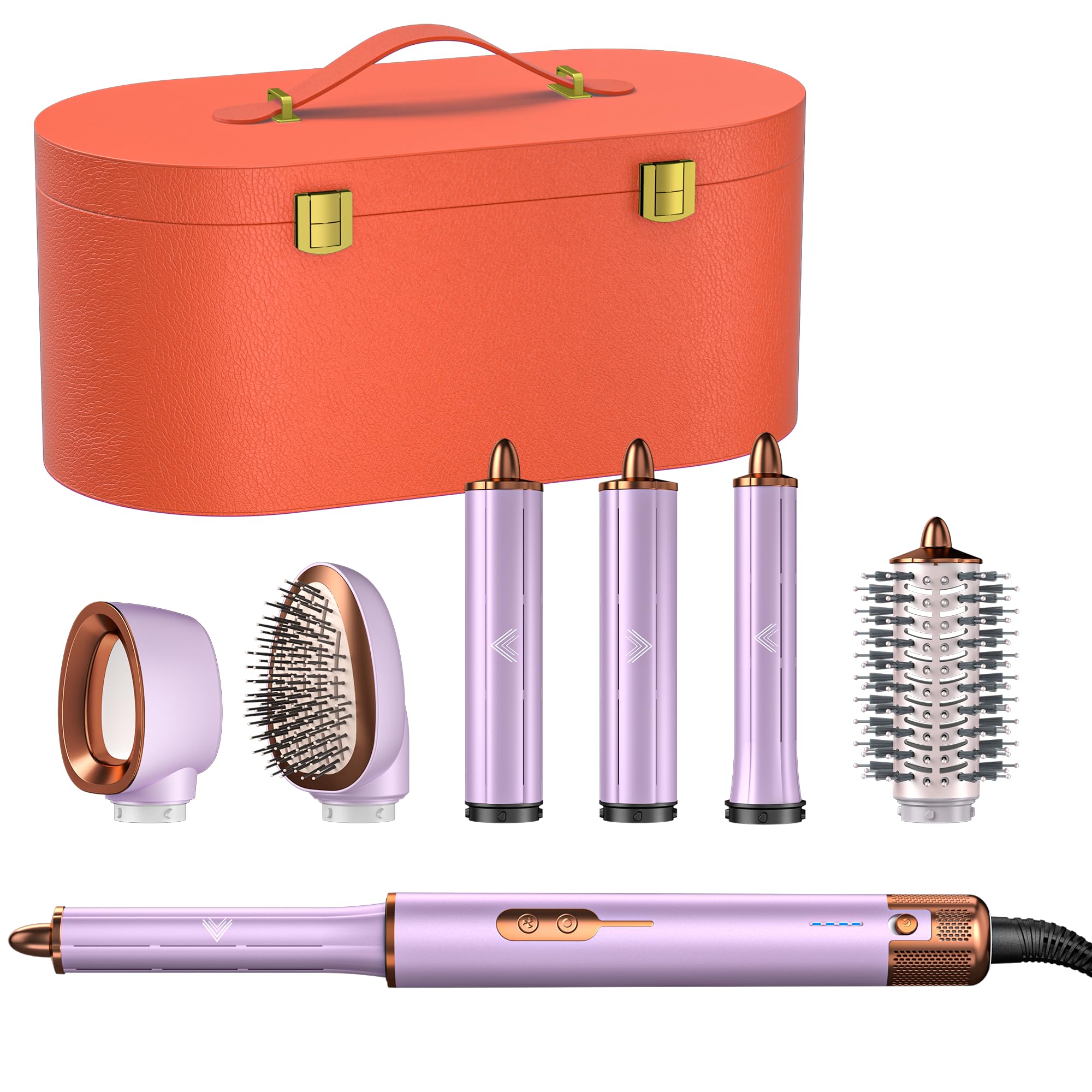 Brosse Soufflante 7 en 1, Sèche-Cheveux, Boucleur, Lisseur, Violet Perlé | Mise en beauté rapide: ondulations douces, rendu soyeux, coffret inclus