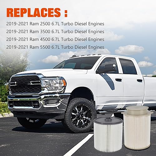 Miniatura 2 de Kit separador de agua con filtro de combustible Cummins de 6.7L compatible con motores diésel Turbo 2019-2024 Dodge Ram 2500 3500 4500 5500 6.7,