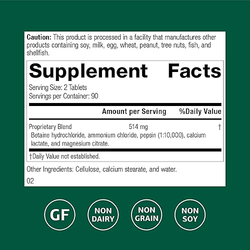 Miniatura 2 de Clorhidrato de betaína de proceso estándar, suplemento para apoyo del pH gastrointestinal, apoya la salud digestiva y la absorción de hierro, sin