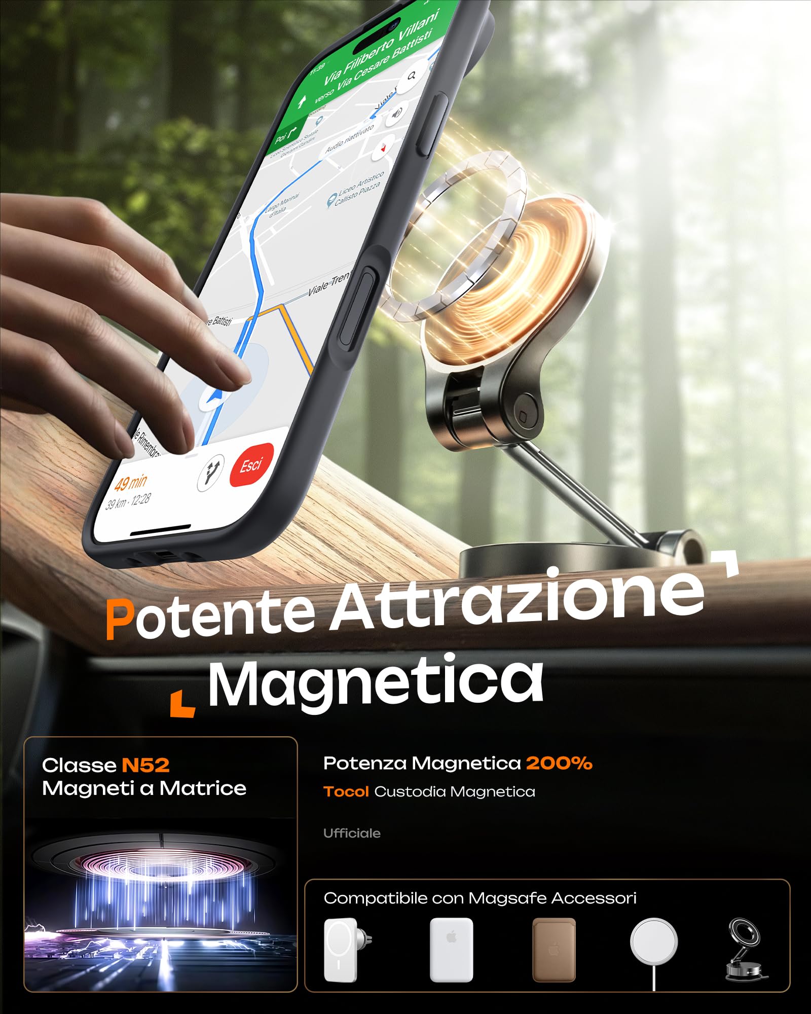 TOCOL Cover Magnetica per iPhone Air 6,5 Pollic, Compatibile con MagSafe, Anello Magnetico Incorporato, Protezione Fotocamera Integrata, Custodia Antiurto per iPhone 17 Air, Nero