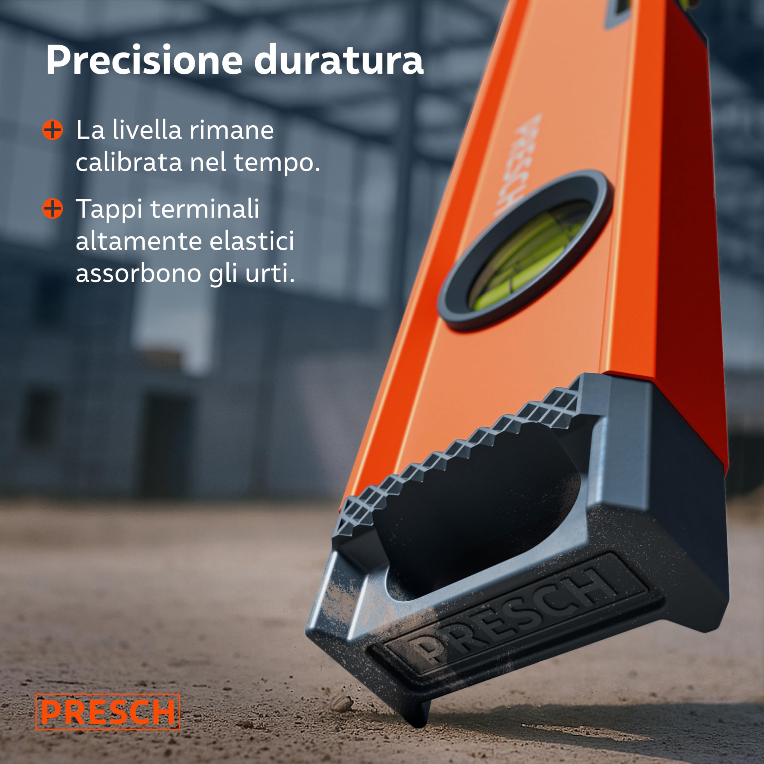 Presch Livella a bolla 60cm - Fiala infrangibile con pendenza 2% - Finestra di lettura verticale - Tappi antiscivolo innovativi - Superficie di misura precisa