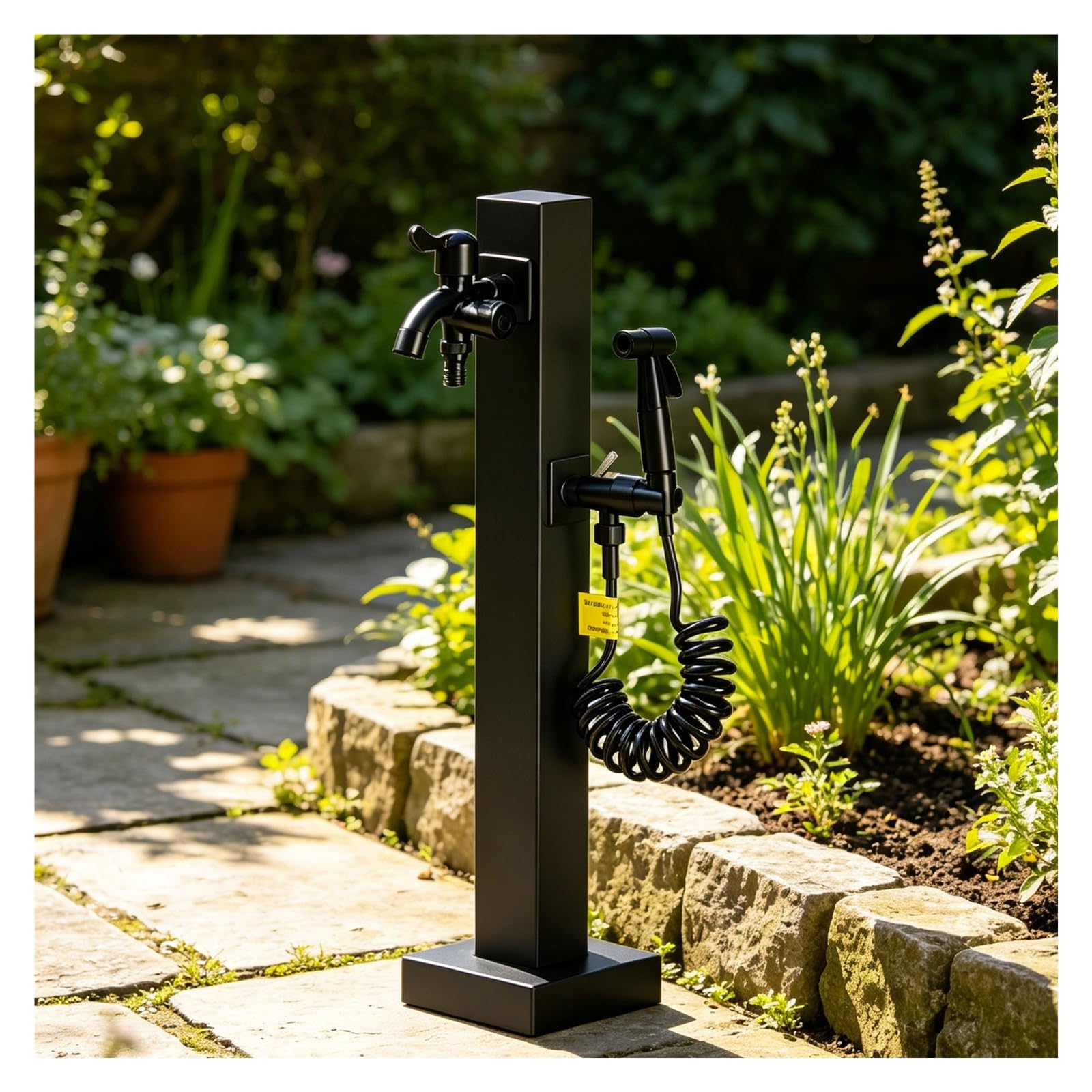 Vyrata Tall Outdoor Water Column With Faucet, Yard Hydrant 23.6" 37.4" Freeze-Proof Vertical Garden Square Outside Tap(37Inch/95Cm)