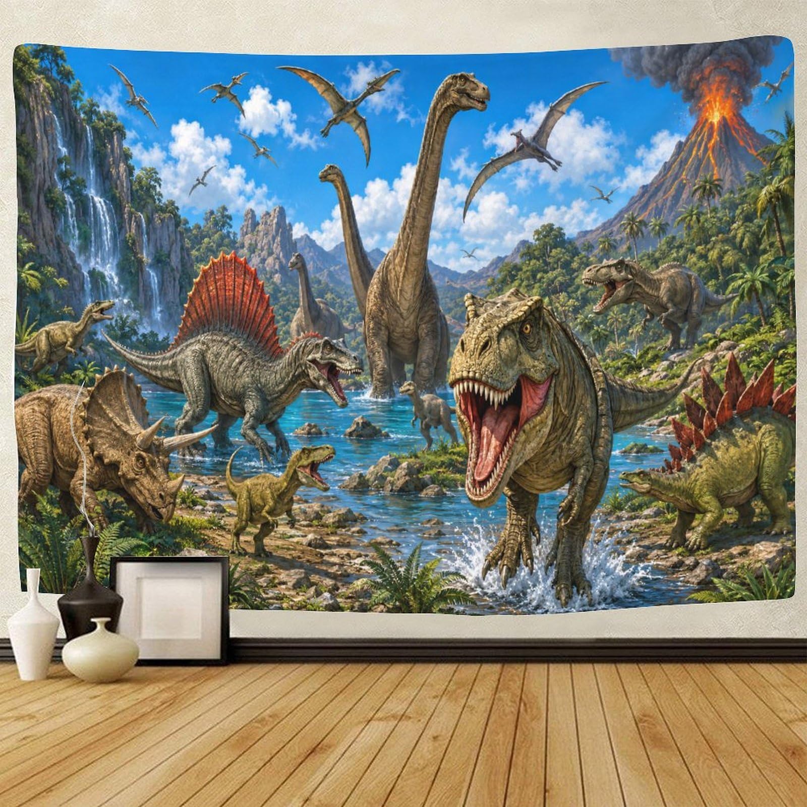 GPMNBCXZK Dinosaur World 3D Print Tapestry for Bedroom Wall Art Decor Tapestries Home Decoration Curtain Living Room College Dorm 100cmx150cm