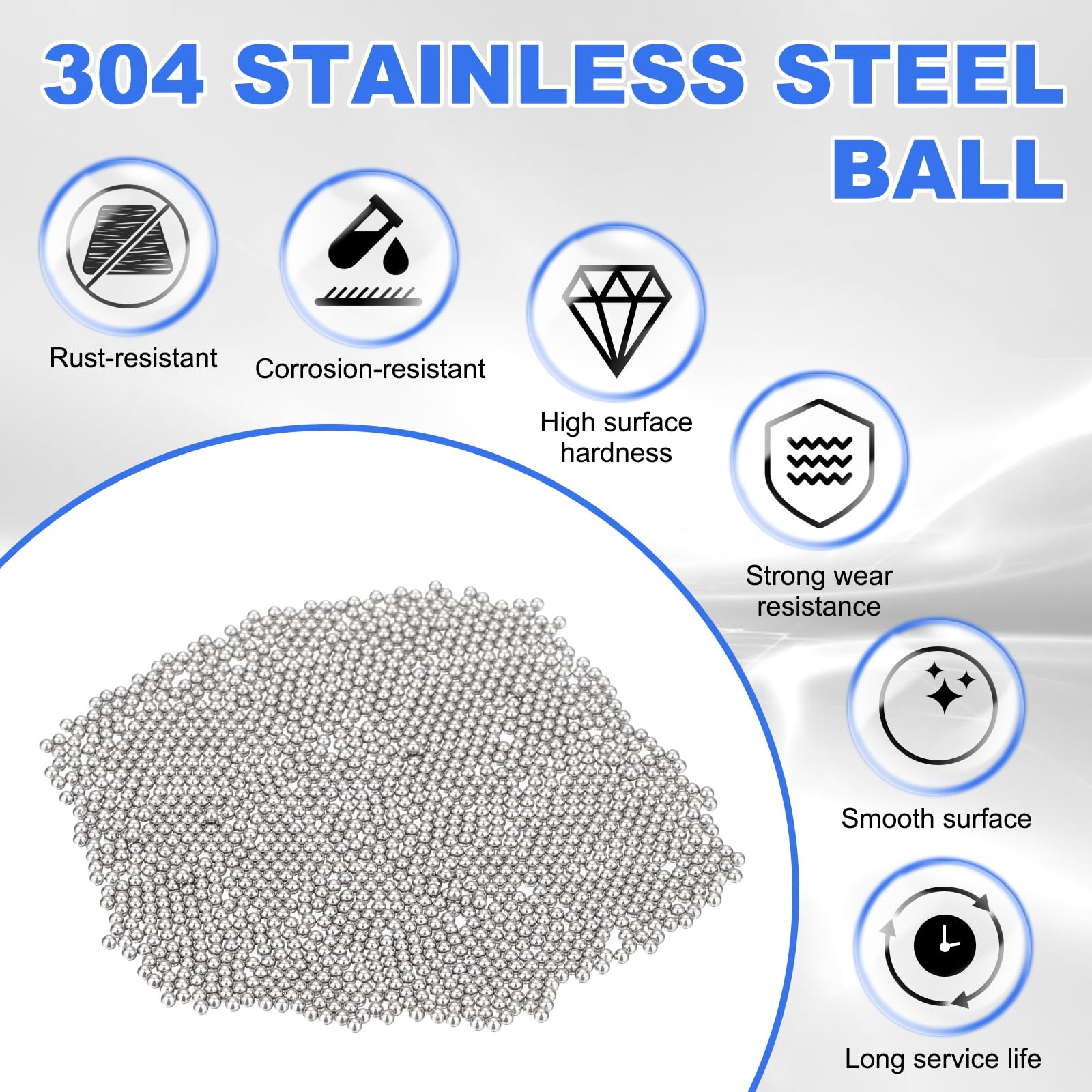M METERXITY 1000-Pezzi Sfere In Acciaio Inossidabile, 1mm G100 Sfere Metalliche Di Precisione Per Miscelazione Vernici/Cuscinetti Bicicletta/DIY Artigianato