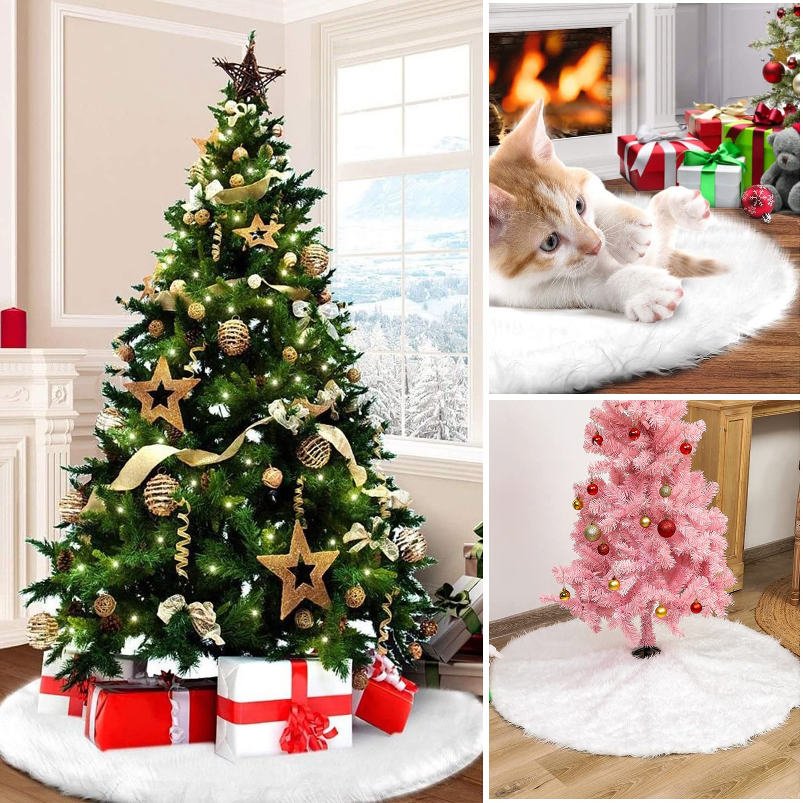 Gonna Per Albero Di Natale In Pelliccia Sintetica Morbida – Diametro 90 Cm – Colore Bianco