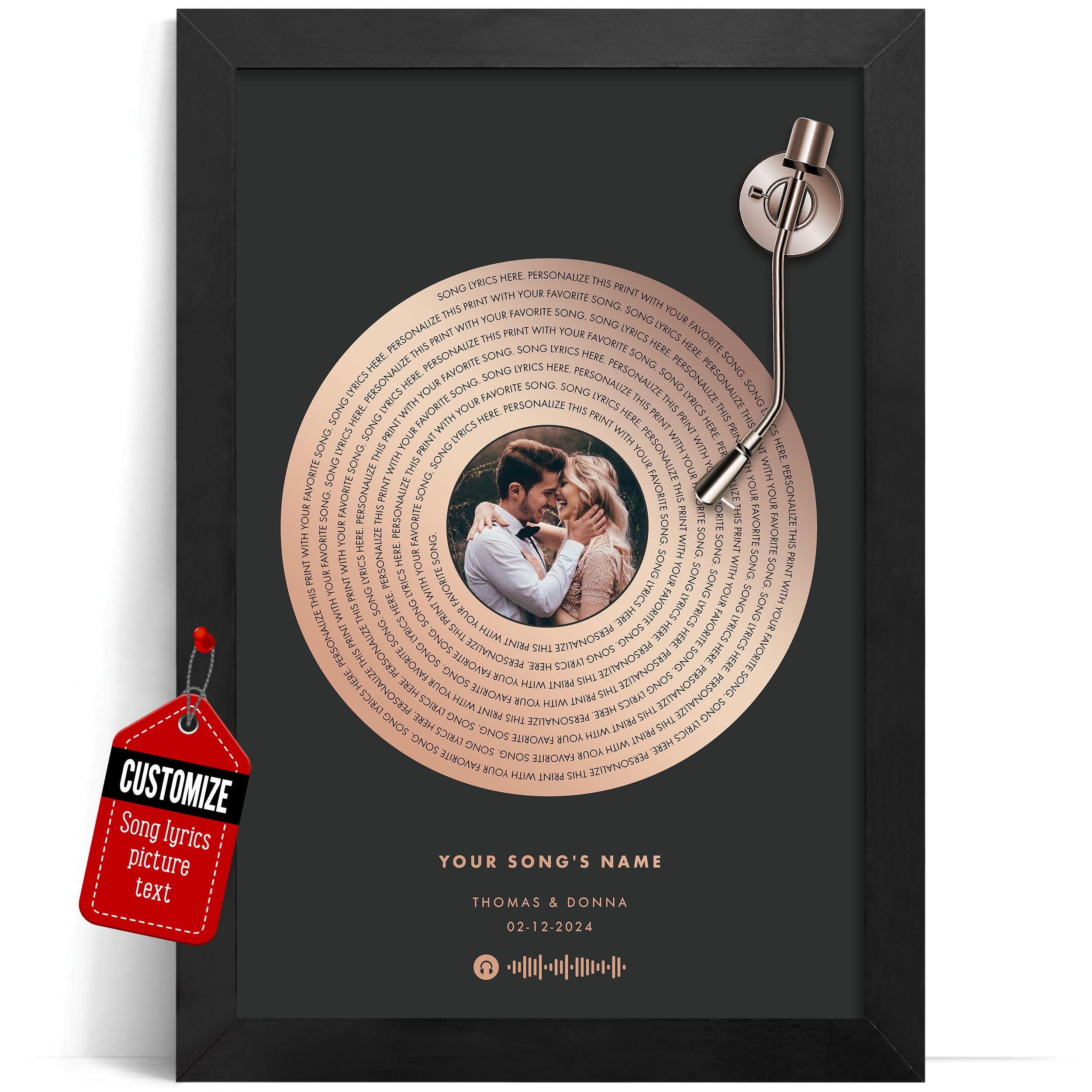 VICILO Personalized Song Lyrics Canvas Wall Art, Couples' Anniversary, Personalized Vinyl Record, Ideal for Husband or Boyfriend A Thousand Years of