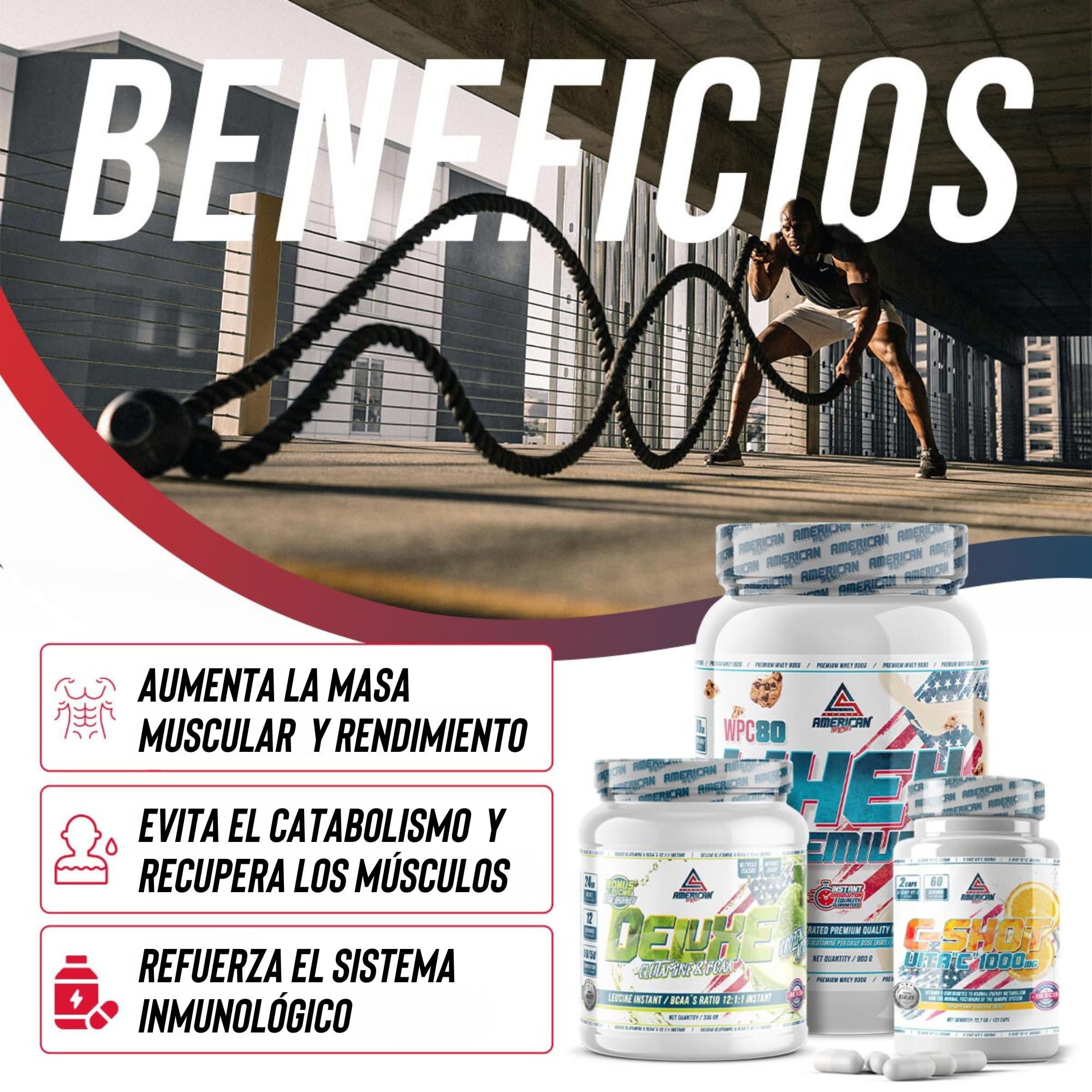 Pack Whey Protein (900g) + Bcaa’s con Glutamina (300g) + Vitamina C | Aumentar Masa Muscular, Recuperación y Fortalecimiento del Sistema Inmunológico | Shaker de Regalo