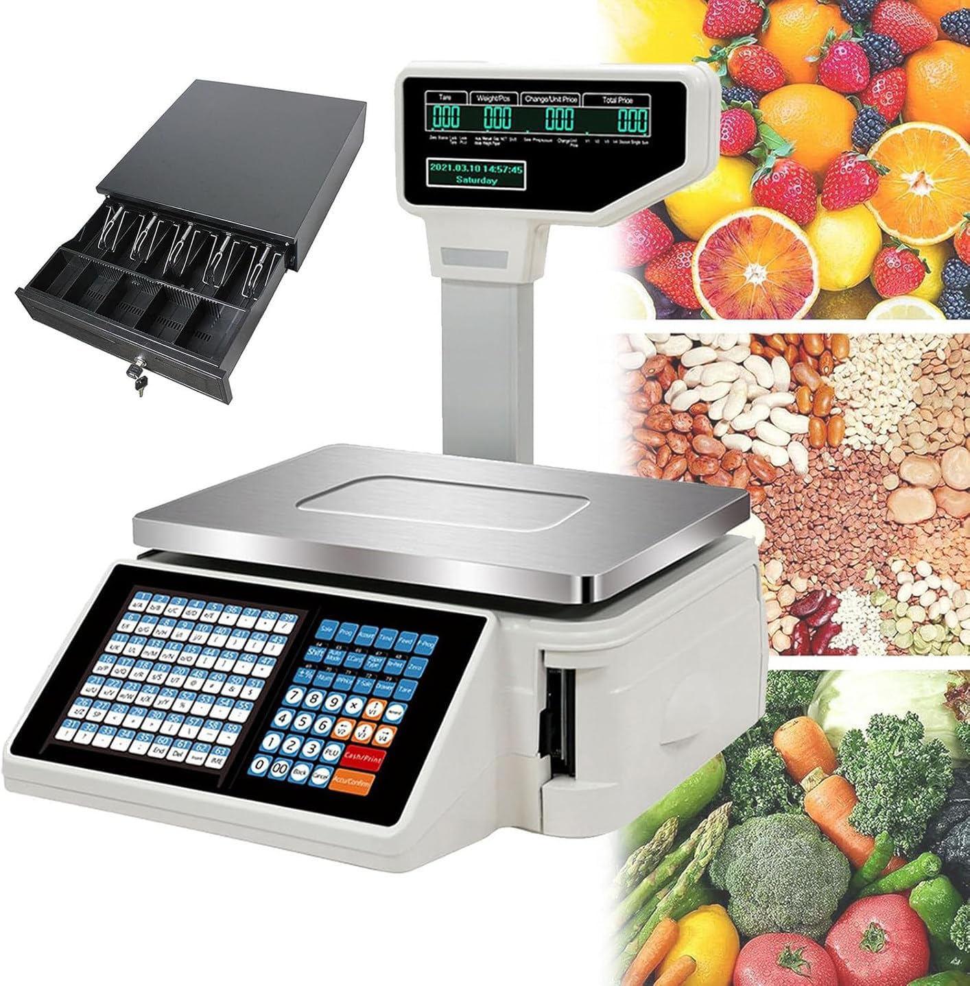 Digital Barcode Weighing Scale with 63 Shortcut Keys for Efficient Warehouse Operations and Cash Register Integration