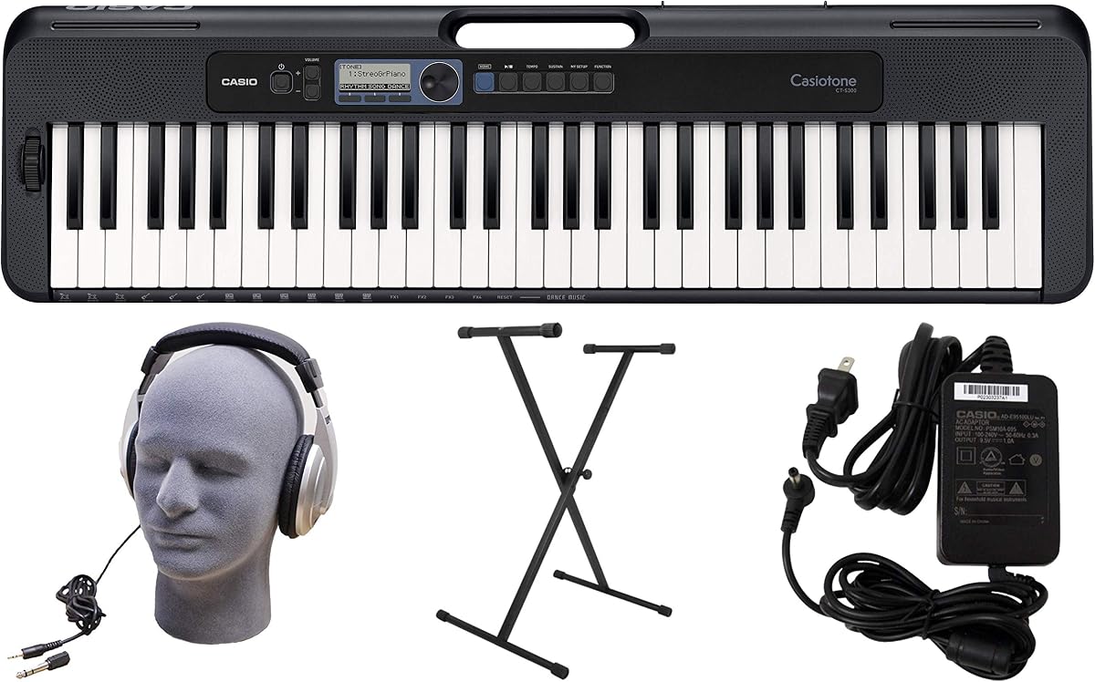 Casio CT-S300 PPK Paquete de teclado premium de 61 teclas con soporte, auriculares y fuente de alimentación