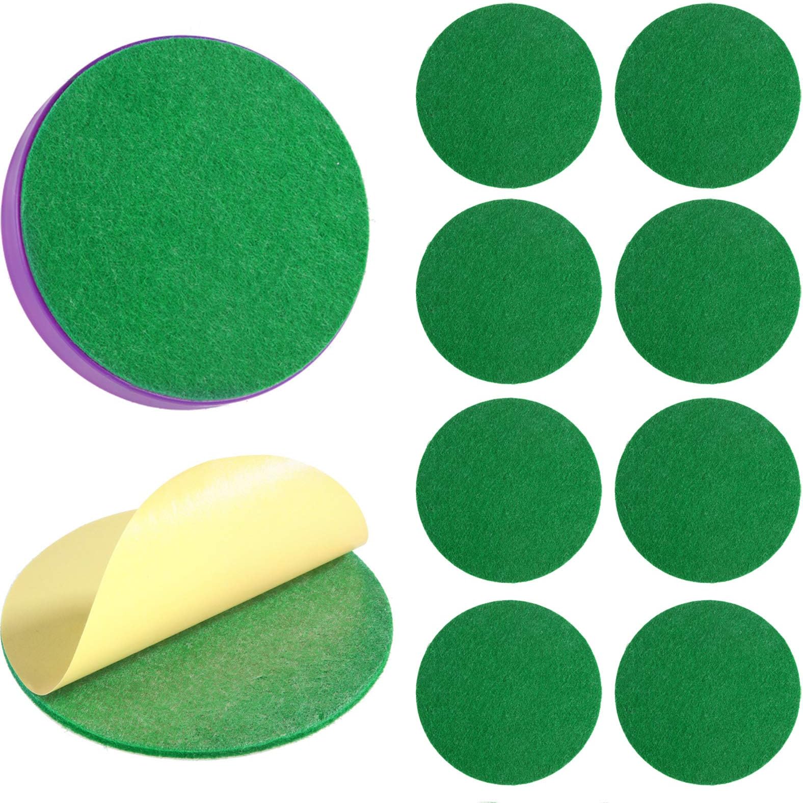 Gejoy 94 mm Hockey Paddle Pads Self Adhesive Replacement Hockey Mallet Felt Pads Green Felt Sticker for 96 mm Pushers