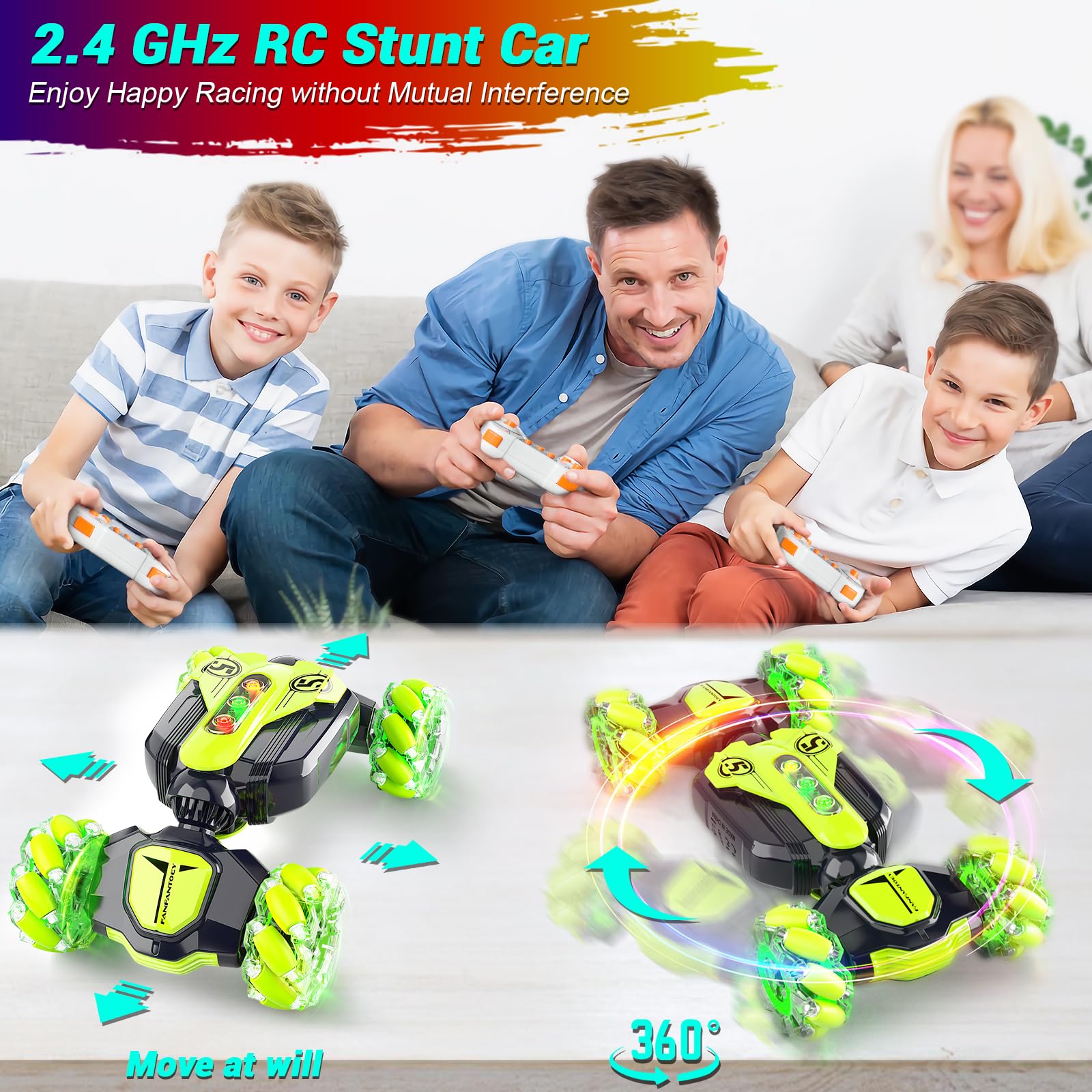 Gesture Sensing Remote Control Stunt Car - Boys Toys Age 6-8-12, 4WD Hand Controlled RC Twist Car with Light & Music, Cool Birthday Presents and Ideas Gifts for Kids Age 3 4 5 6 7 9 10 11 12 Years Old