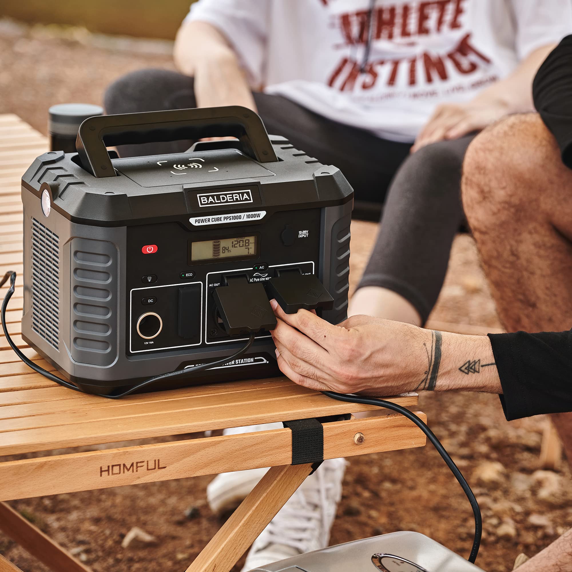 BALDERIA Power station PPS500 | Centrale d’alimentation mobile 400Wh | Stockage d’énergie portable avec prise 230V, USB Flashlight | Génerateur électrique pour l’extérieur, camping, atelier & bateau