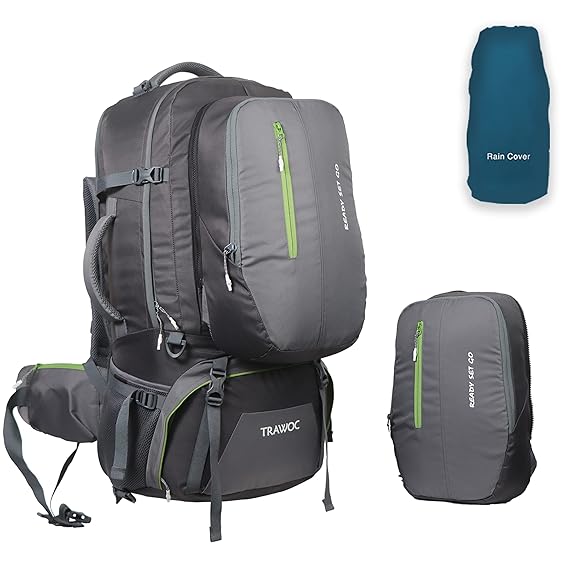 TRAWOC 60L Travel Backpack with Detachable Daypack / Camping Hiking Trekking Bag Rucksack BHK010 1 Year Warranty