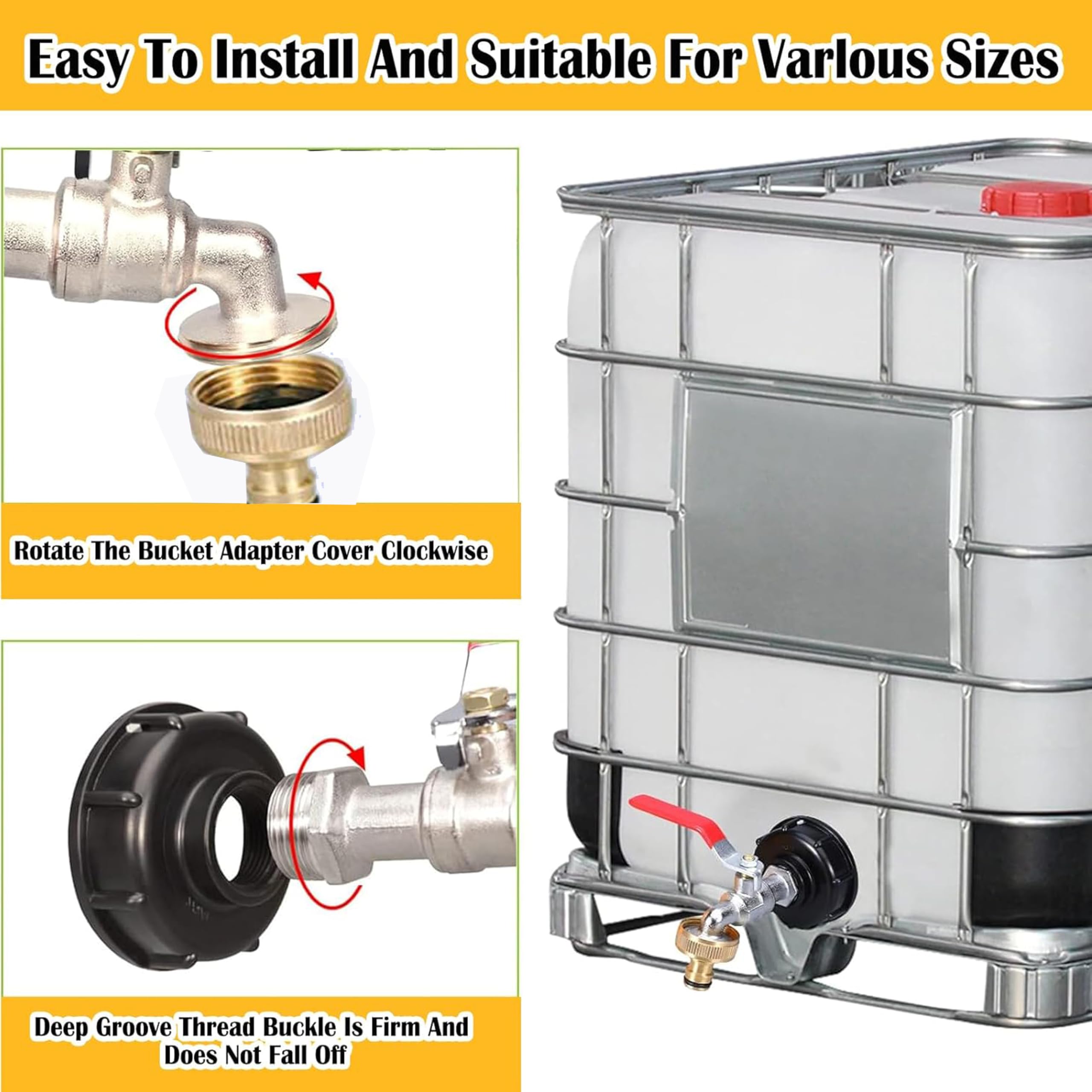T&F IBC Adattatore Rubinetto A Sfera 1/2" Con Attacco Rapido Per Serbatoio Acqua Piovana 1000L