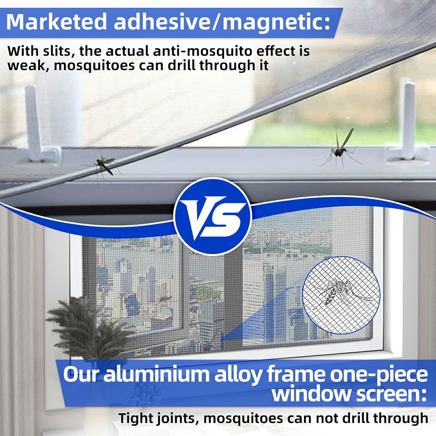 Insect Screen Fly Screen Window, Fly Protection Aluminium Frame, High-Quality Aluminium Construction, Can Be Cut to Size, No Drilling, Self-Assembly Kit, Insect Protection Frame, Fly Screen, Mosquito