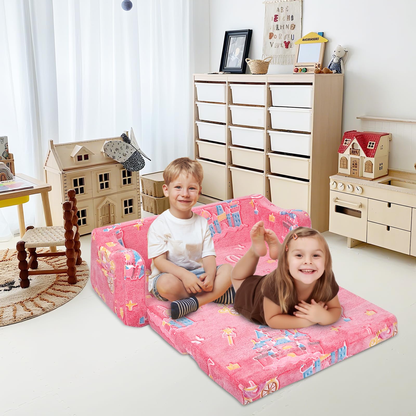 2-in-1 Uitklapbare Gecomprimeerde Bank voor Kinderen, Perfecte Extra Brede Converteerbare Bank Tot Ligstoel, Kinderbank Uitklapbare Slaapbank voor Kinderen voor Slaapkamer Peuter 2-in-1 Uitklapbare Gecomprimeerde Bank voor Kinderen, Perfecte Extra Brede Converteerbare Bank Tot Ligstoel, Kinderbank Uitklapbare Slaapbank voor Kinderen voor Slaapkamer Peuter