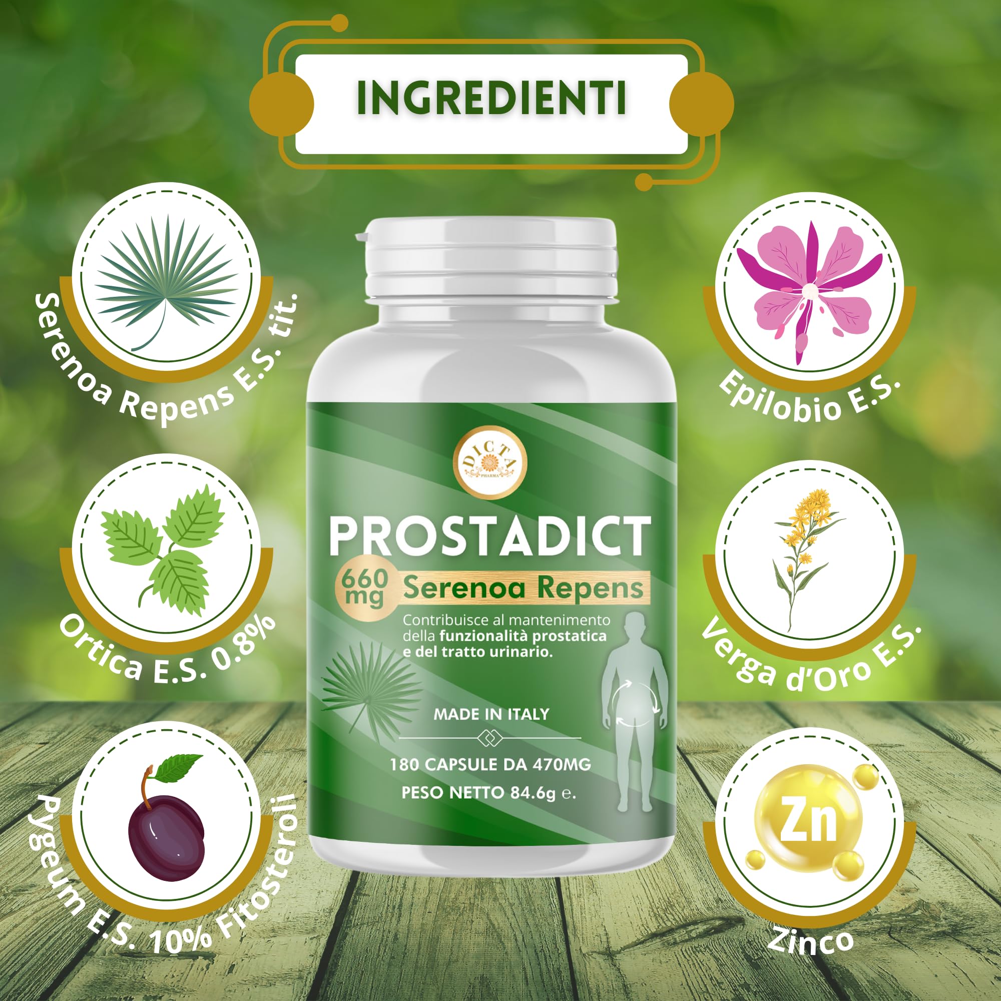 Serenoa Repens 660mg Saw Palmetto 180cps | Integratore Prostata Uomo con Estratto di Epilobio, Ortica e Pygeum per il Supporto delle Vie Urinarie Uomo