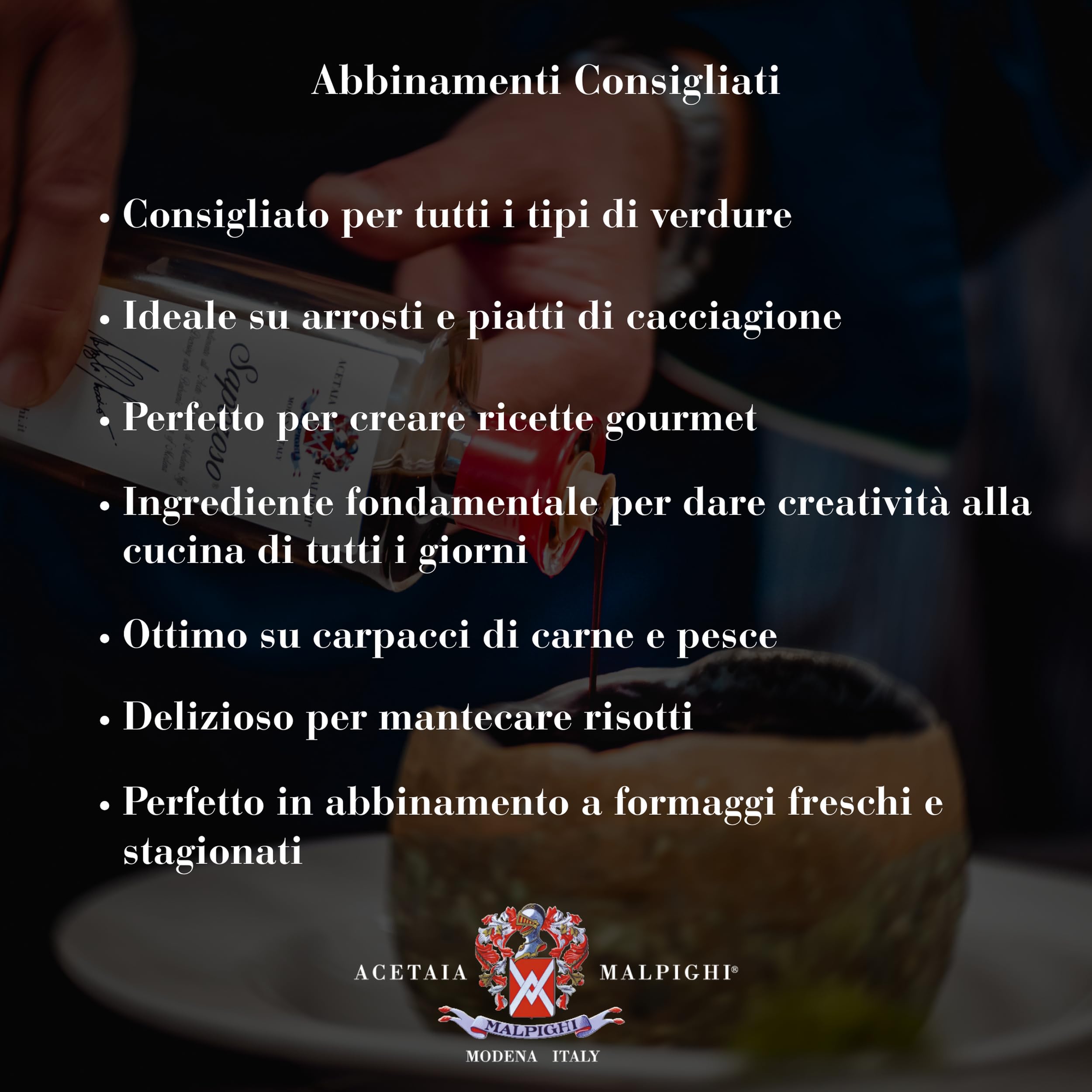 Acetaia Malpighi – Condimento all’Aceto Balsamico di Modena IGP Saporoso – 200 ml – Affinato 6 Anni in Botti di Rovere – Senza Caramello