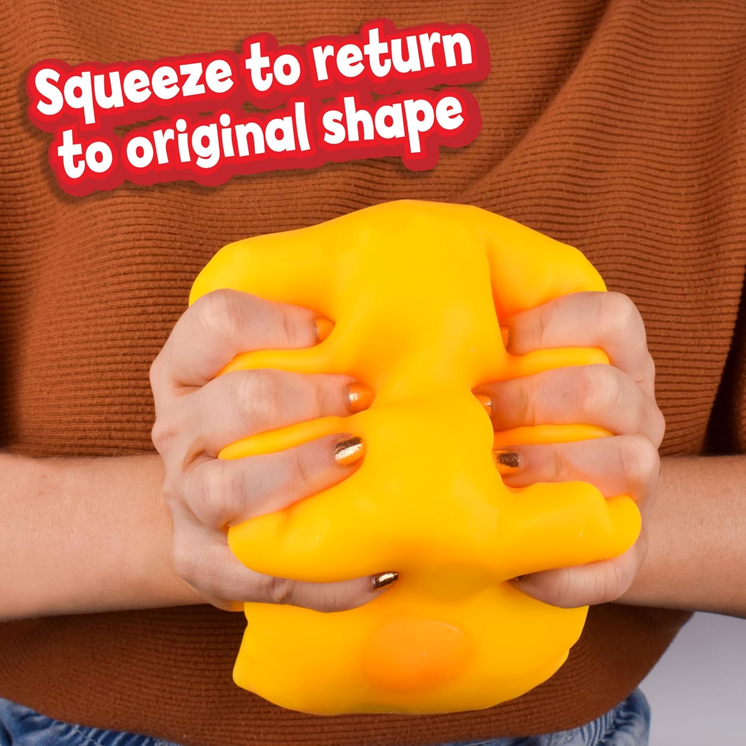 Extra Large Squishy Squeeze Cheese Block, Gag Gifts Funny Adult, 4.25 Inch Giant Stress Ball, Fidget Sensory Toy for Kids