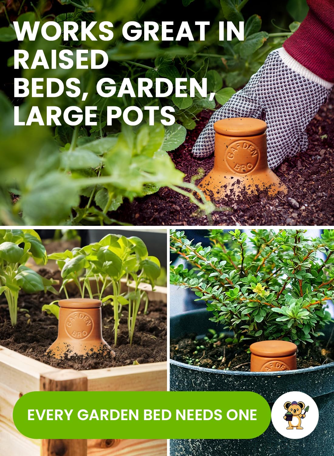 Ollas - 2 vasi per irrigazione in terracotta, misura grande, 907,2 g, globi autoirriganti per 1 settimana, facili da riempire, per giardino in argilla, irrigatori per piante durante le vacanze