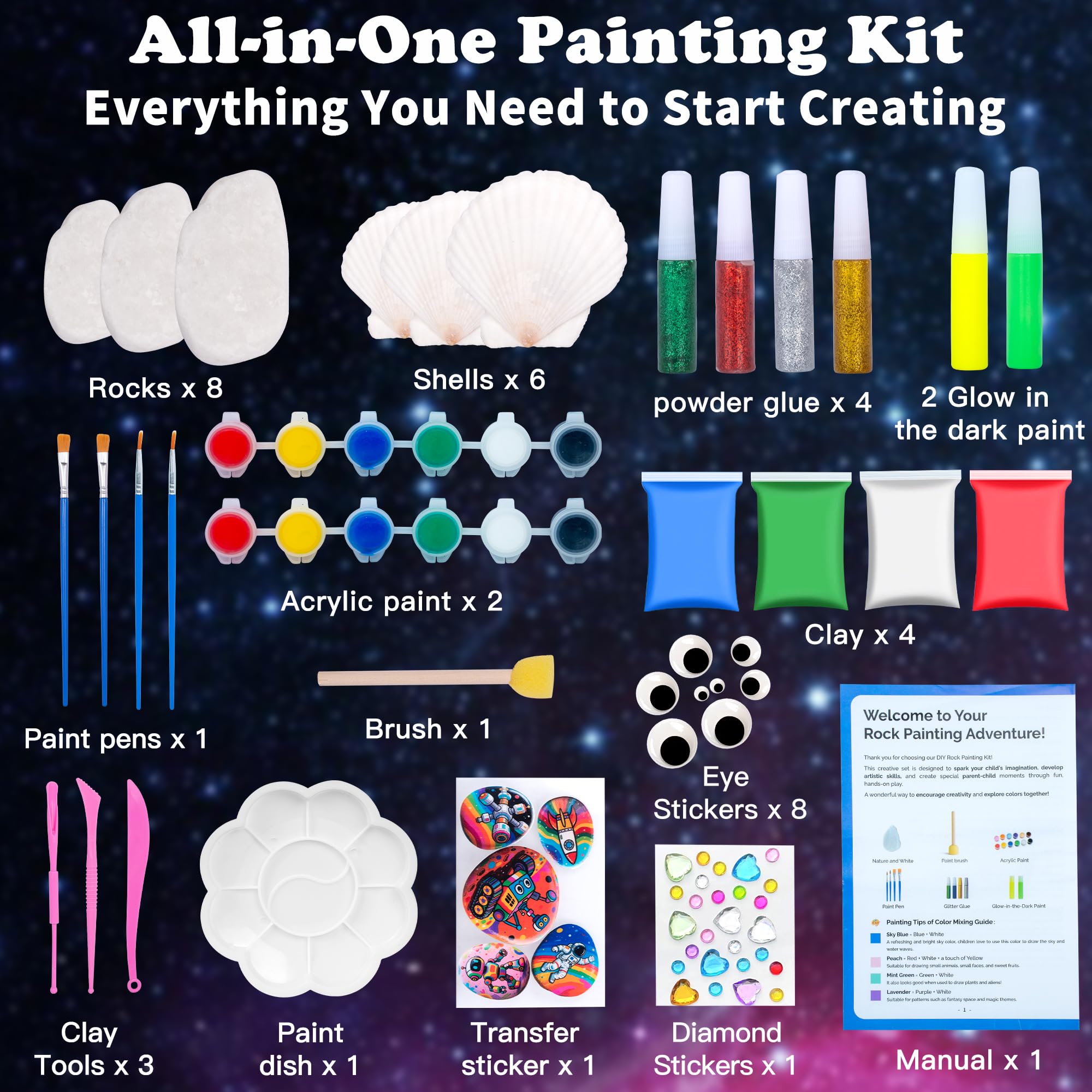 Glow in the Dark Rock Painting Kit for Kids - Creative Arts & Crafts -3 Glow in the Dark Rock Painting Kit for Kids - Creative Arts & Crafts -3