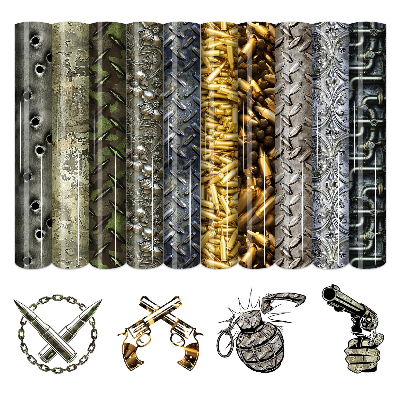 HTVSTD Bullet Metallic HTV Heat Transfer Vinyl 10pcs10*12in Iron on Vinyl — image 1