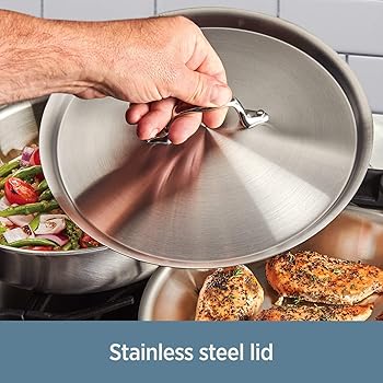 All-Clad Stainless Steel Tri-Ply Bonded Dishwasher Safe Fry Pan with Lid