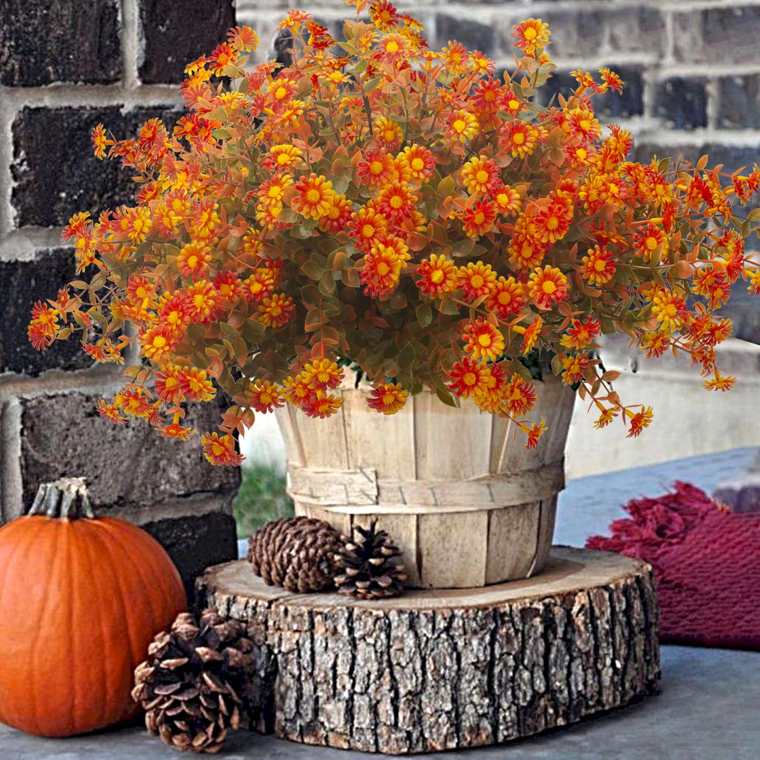 Snapklik.com : 12 Bundles Artificial Fall Flowers For Outdoors Fake ...